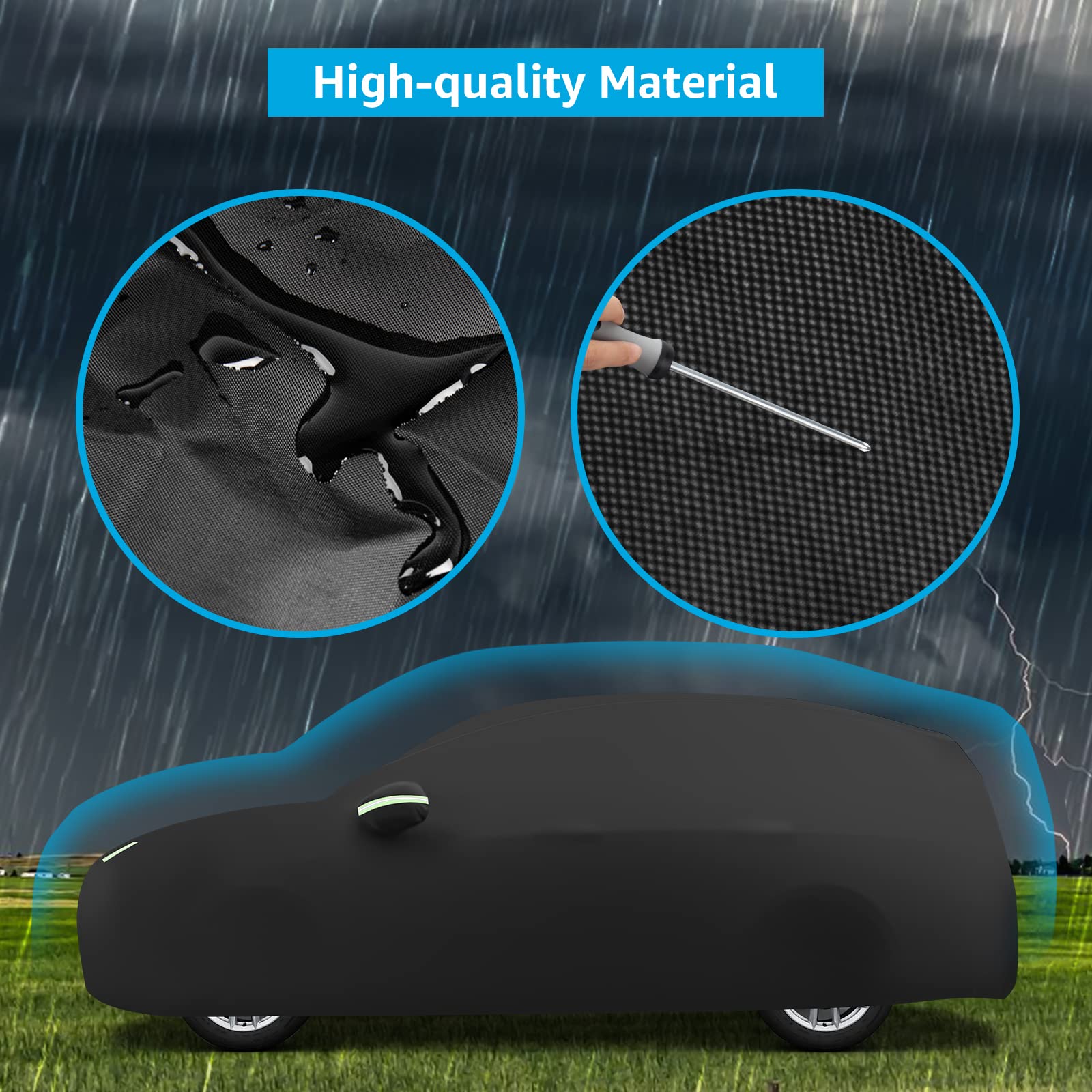 Proadsy 2025 Upgrade Car Cover For Bmw X5 2007-2023 2024 2025,Waterproof All Weather For Automobiles, Windproof Snowproof Rain Hail Sun Uv Protection Full Outdoor Indoor Exterior Car Covers, Black