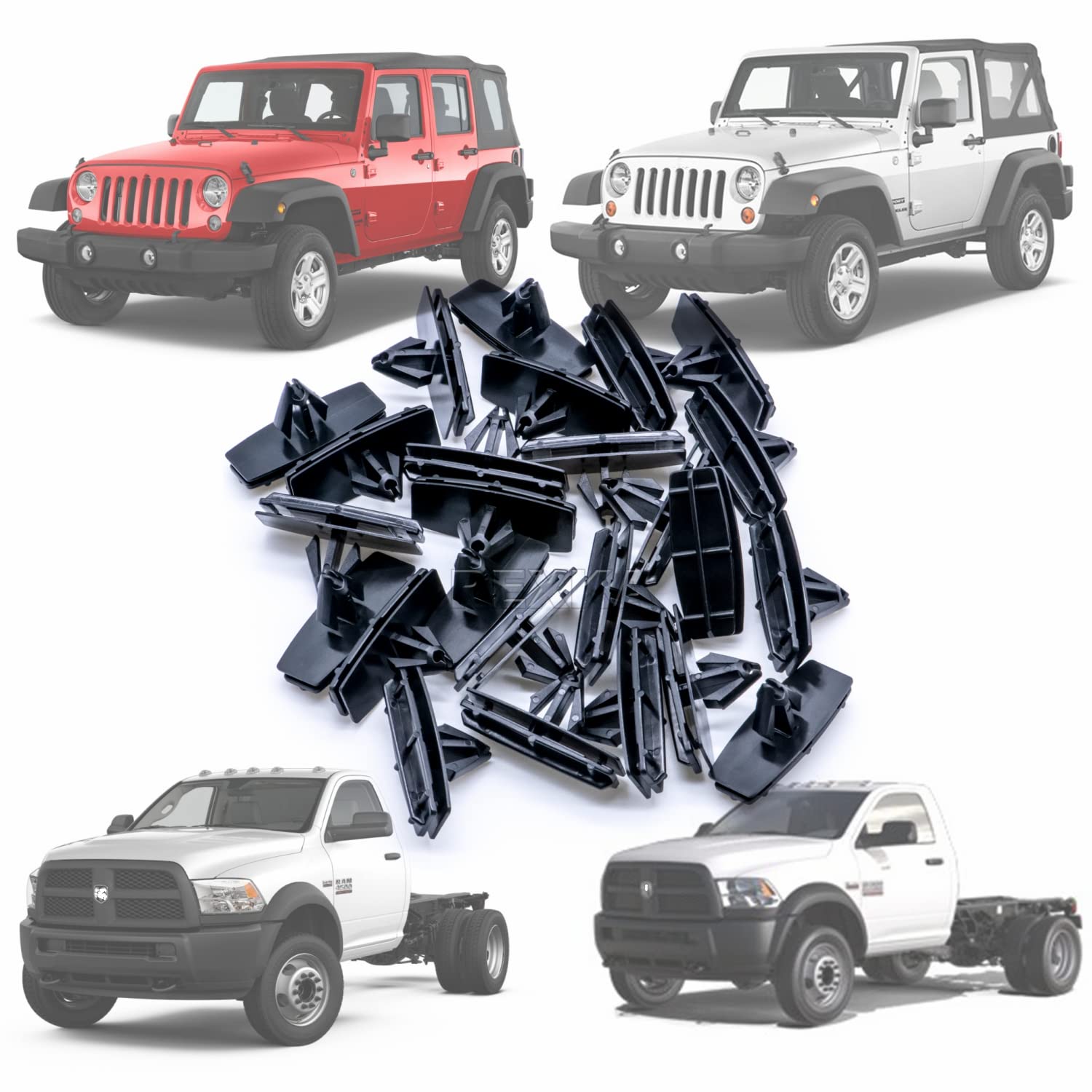 Rexka 48Pcs Fender Flare & Rocker Moulding Clip 68039280Aa Compatible With Jeep Wrangler Jk & Unlimited Jk Ram 4500 Ram 5500 680