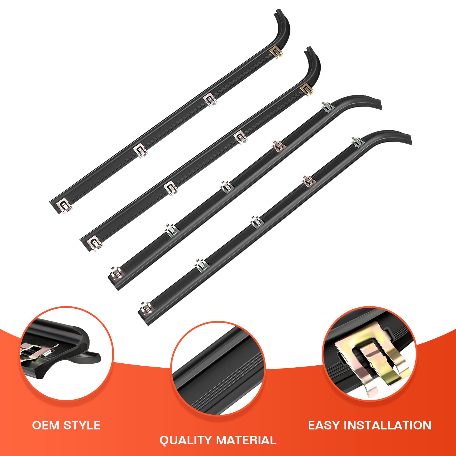 Aclong Front Inner & Outer Window Molding Sweep Felt Trim Seal Weatherstrip Kit Compatible With Ford F-150 F-250 F-350 Bronco 19