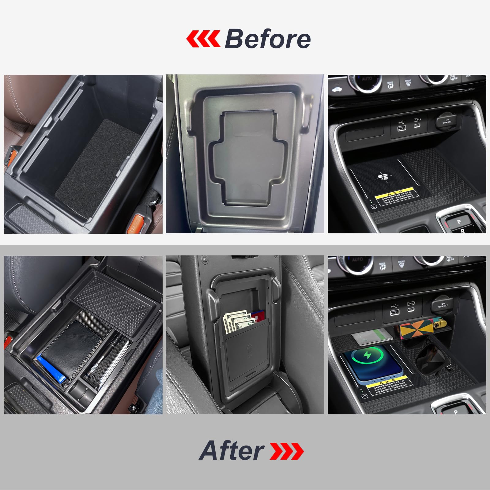 Neepiar 3PCS Center Console Organizer Compatible with 2023 2024 Honda CRV Armrest Storage Box Armrest Hidden Storage Box Secret