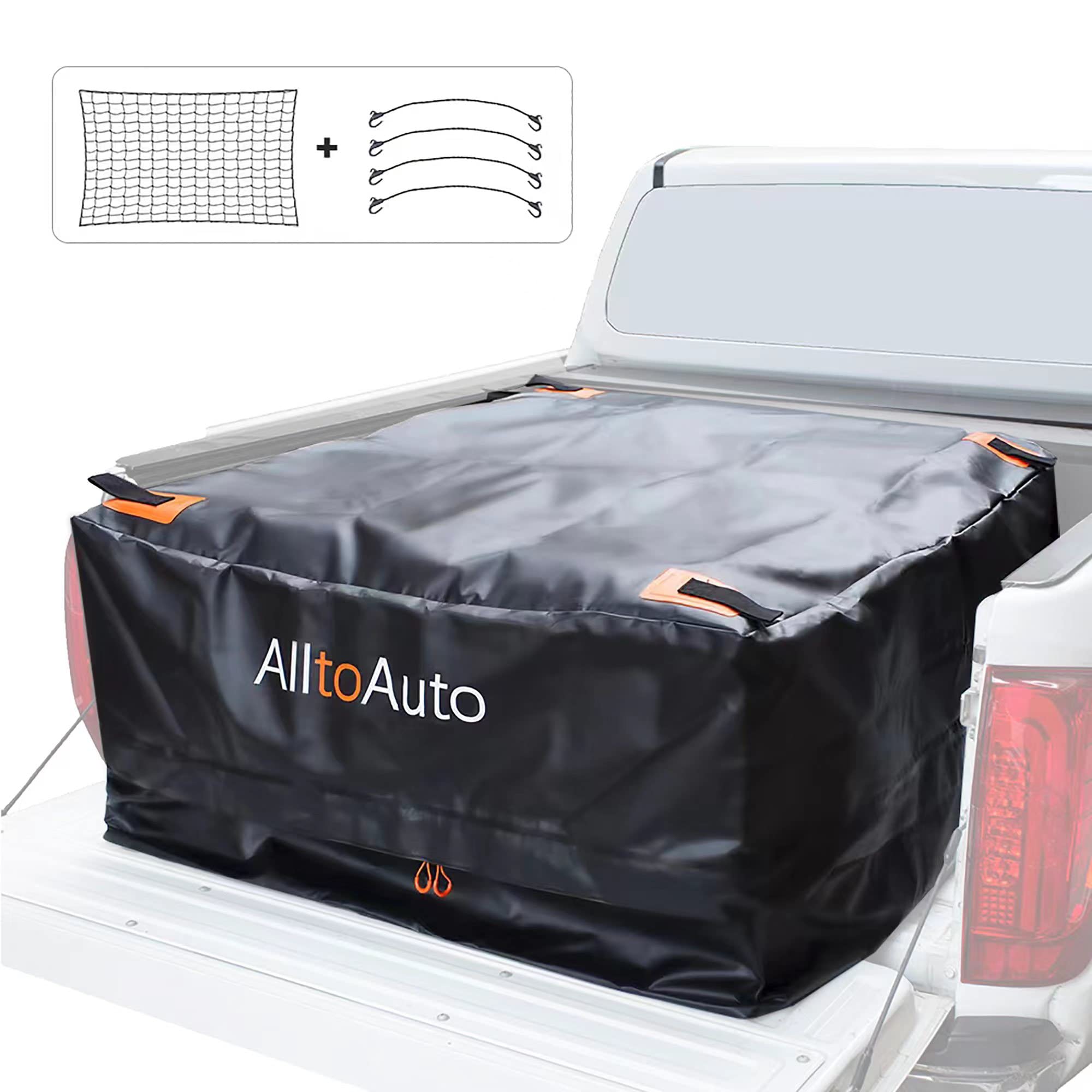 Alltoauto Truck Bed Cargo Bag With Cargo Net, 100% Waterproof 600D Heavy Duty, Fits Any Truck Size (51''X40''X22'') 26 Cubic Fee