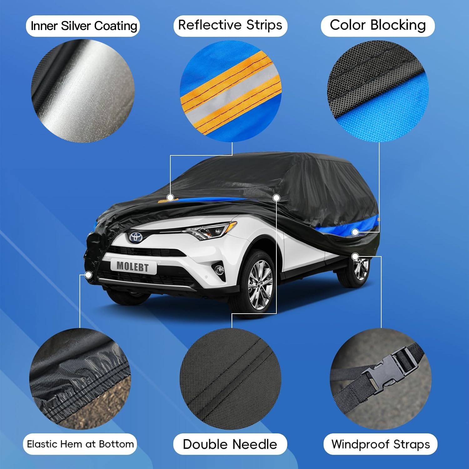 Molebt Suv Car Cover Waterproof All Weather For Automobiles, Universal Fit Kia Soul, Subaru Crosstrek/Forester, Ford Escape, Hyu