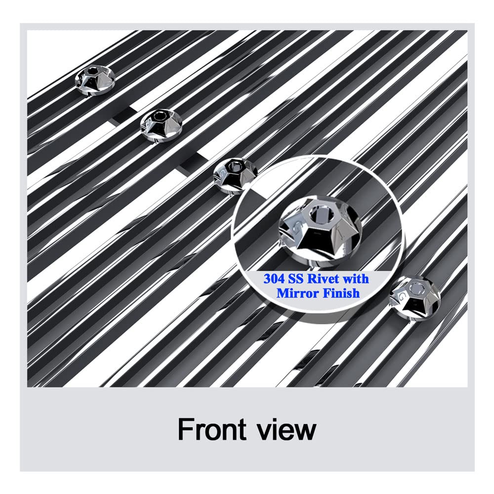 Aps Compatible With Ford F-150 2009-2014 Lower Bumper Aluminum Chrome Wide Horizontal Channel With Rivet Studs Billet Grille Gri