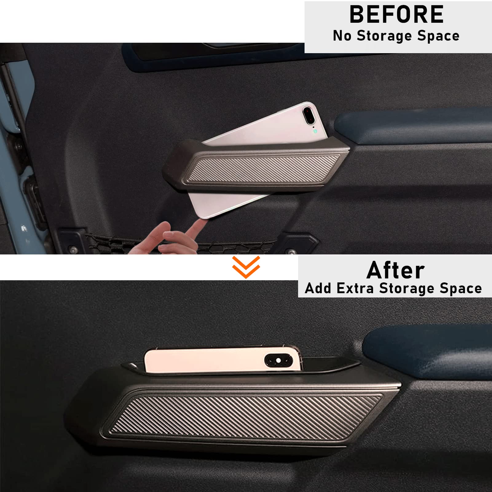 Wdg Door Handle Storage Box Container For Ford Bronco 2021 2022 2023 2024 4 Door Car Interior Accessories, Abs Front And Rear Do