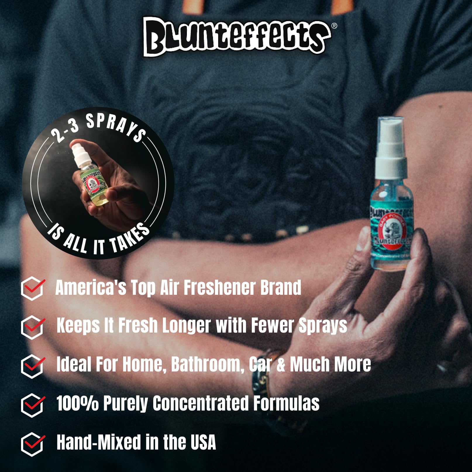 Blunteffects 100% Concentrated Air Freshener Car/Home Spray (5 Assorted Scents) By Blunteffects