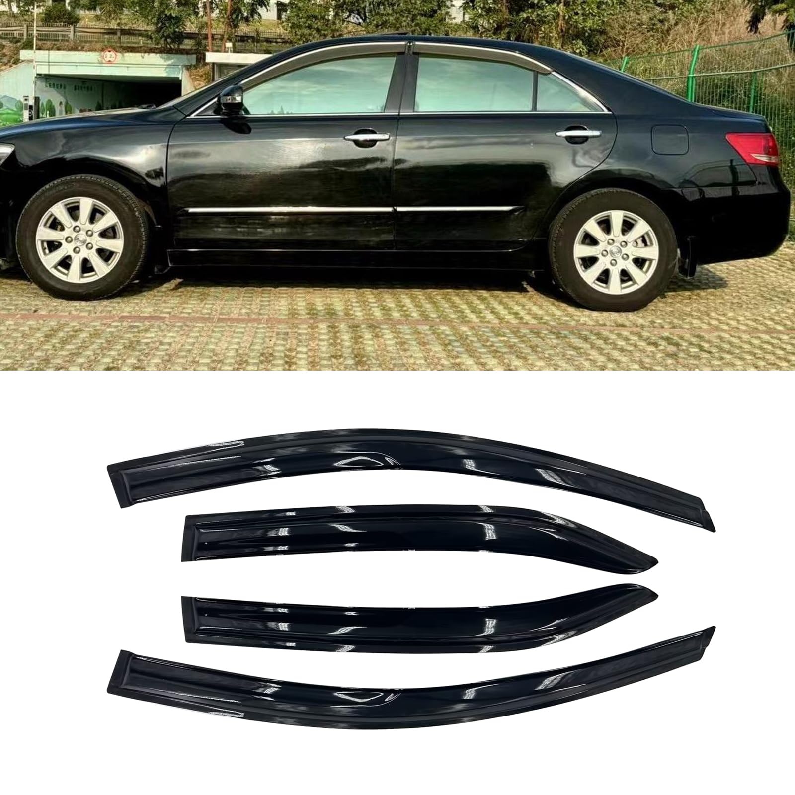 Sontian Tape-On Side Window Visor Deflectors Rain Guards For 07-11 Camry Rain Deflectors, Window Visors Accessories For Cars,Rai