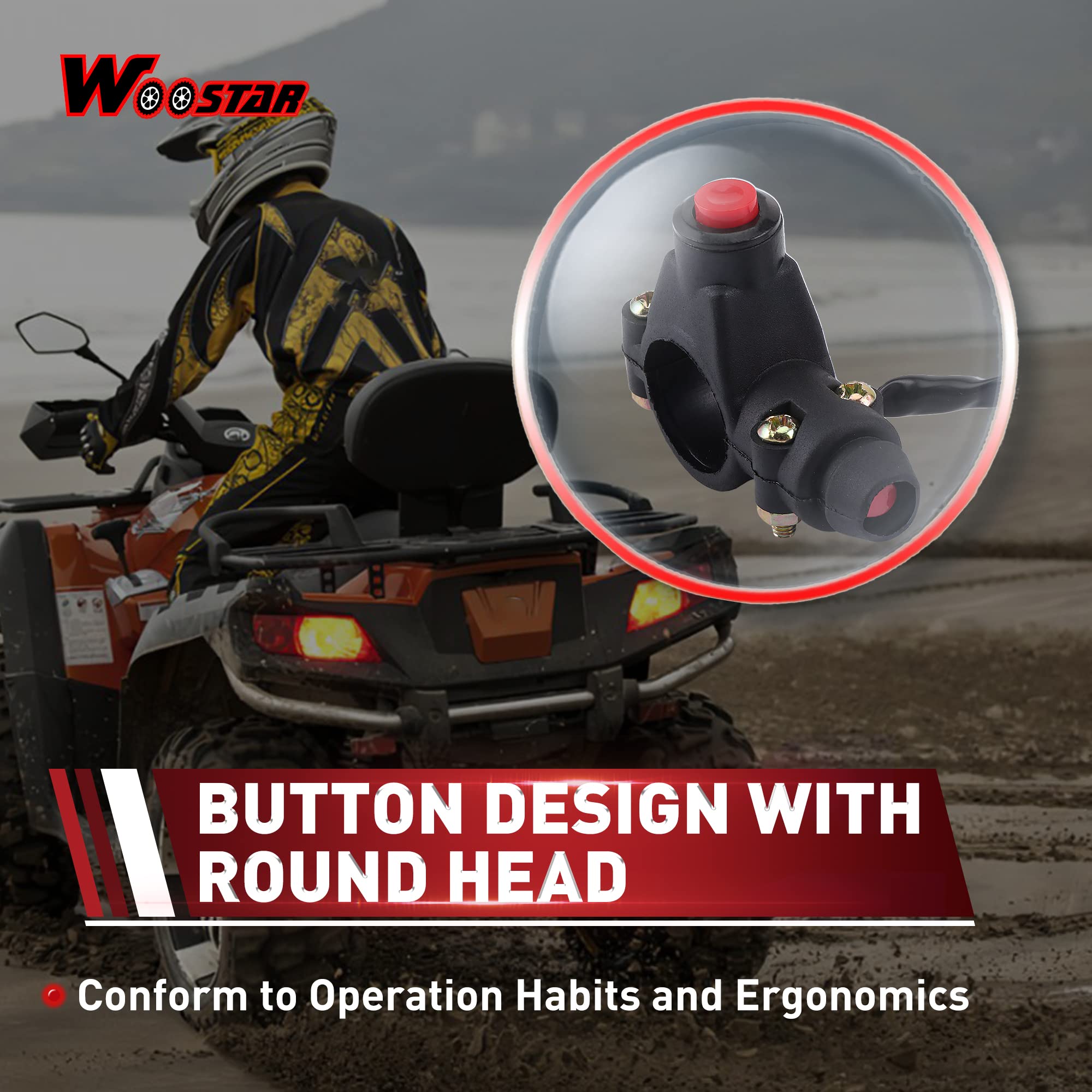 Woostar 7/8'' 22Mm Handlebar 2 Wire Tether Kill Switch Replacement For 110Cc 125Cc Taotao Dirt Pit Bike Atv 4 Wheeler Quad Trail