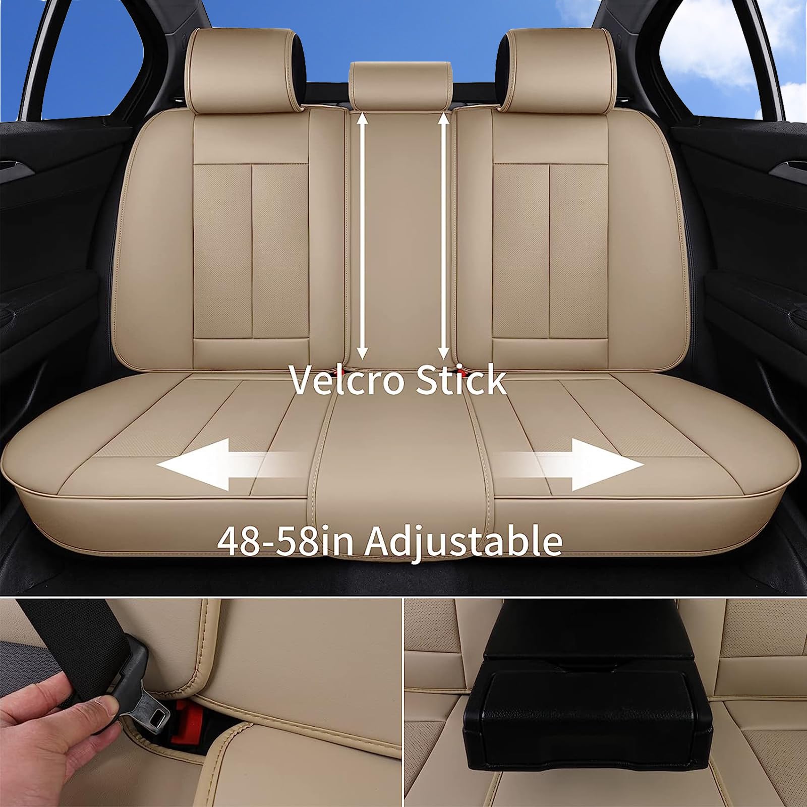 Coverado Universal Seat Covers Full Set, 5 Seats Universal Seat Covers For Cars, Waterproof Nappa Leather Car Seat Covers With H