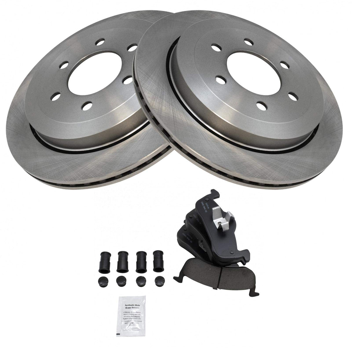 Trq Rear Premium Posi Ceramic Disc Brake Pads & Rotor Kit For Ford Lincoln
