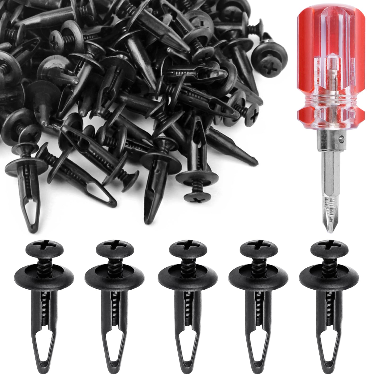 Xislet 100 Pcs Plastic Rivets Compatible with Rhino 450 660 700 Grizzly 600 ATV Body Fender Hood Fuel Tank Panel Push Fastener R