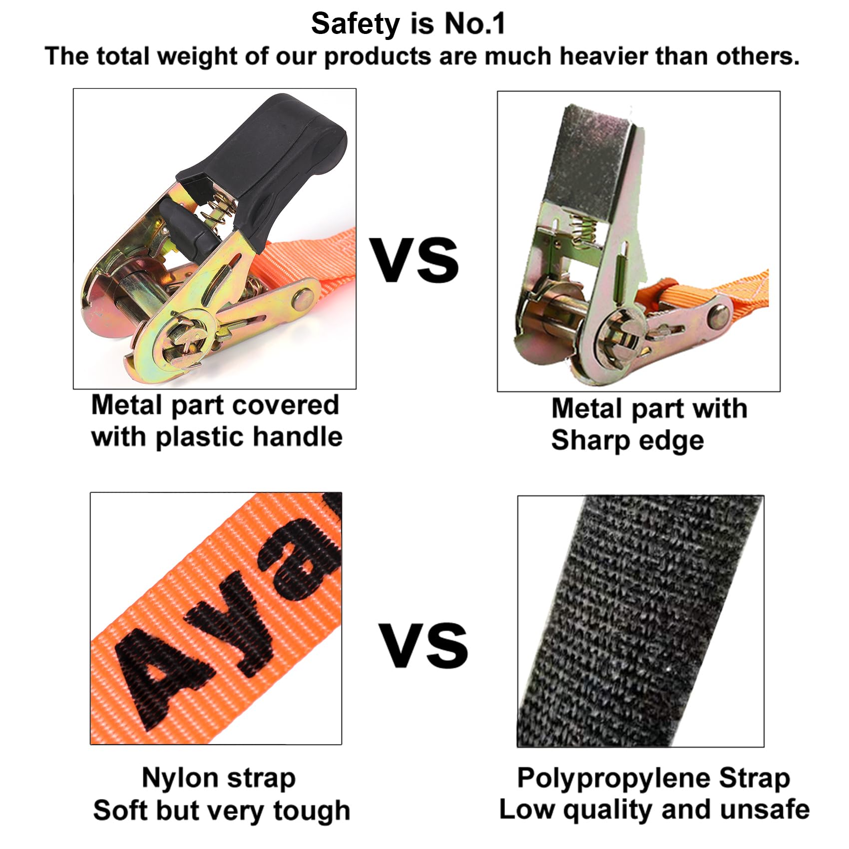 Ayaport Endless Ratchet Straps With Hook Tie Down Cargo Straps 13Ft 4 Pack