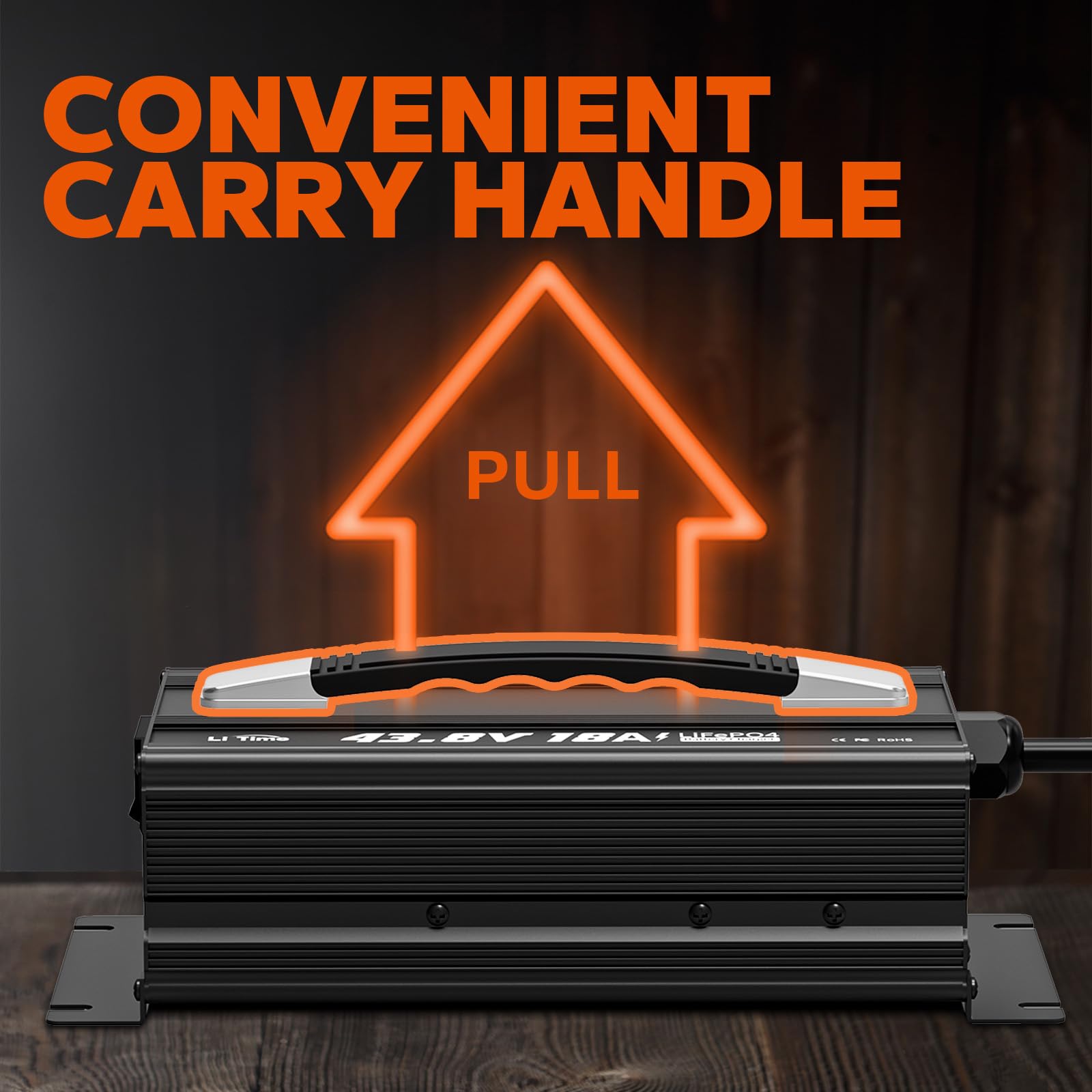 LiTime 43.8V 18A Lithium Battery Charger for 38.4V LiFePO4 Battery, AC-DC Smart Charger with 50A Anderson Connector, LED Indicat