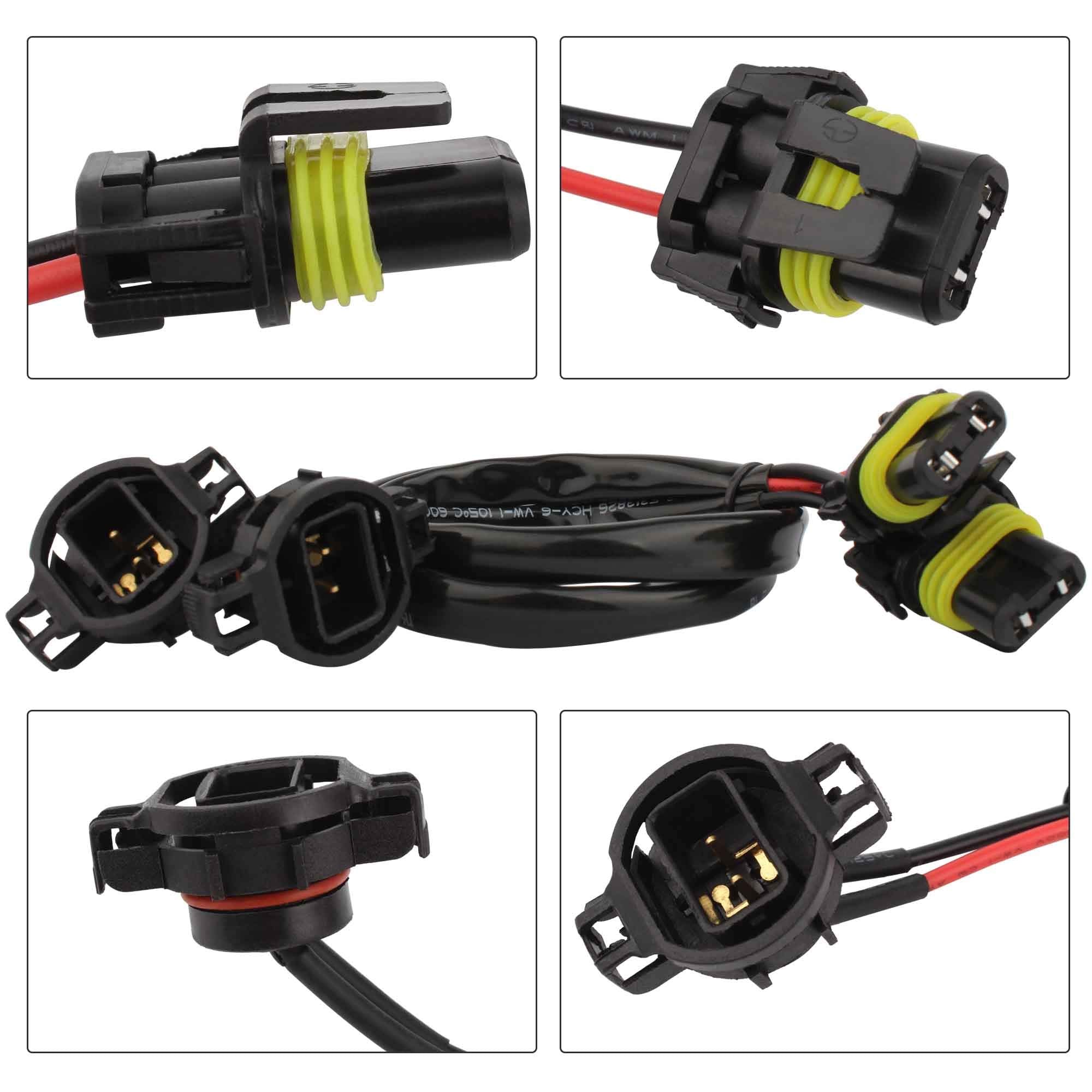 Tomall 5202 H16 To 9005 9006 Wire Harness Socket Connector For Light Bulb Retrofit Conversion Kit(Pack Of 2)