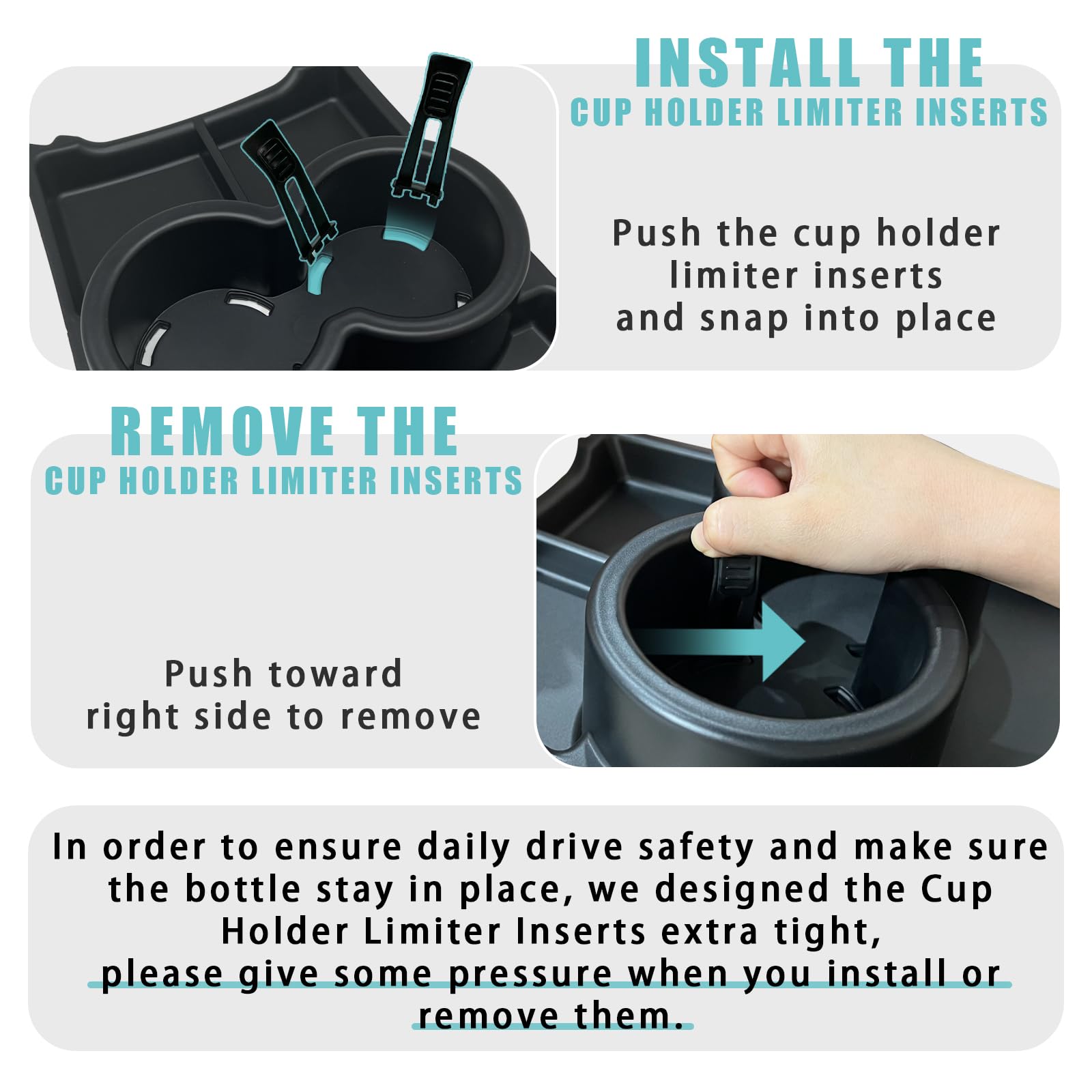 Bestevmod For Rivian R1T & R1S Armrest Storage Box And Cup Holder Lower Center Console Organizer Tray 2Pcs With Pvc Trim Compati