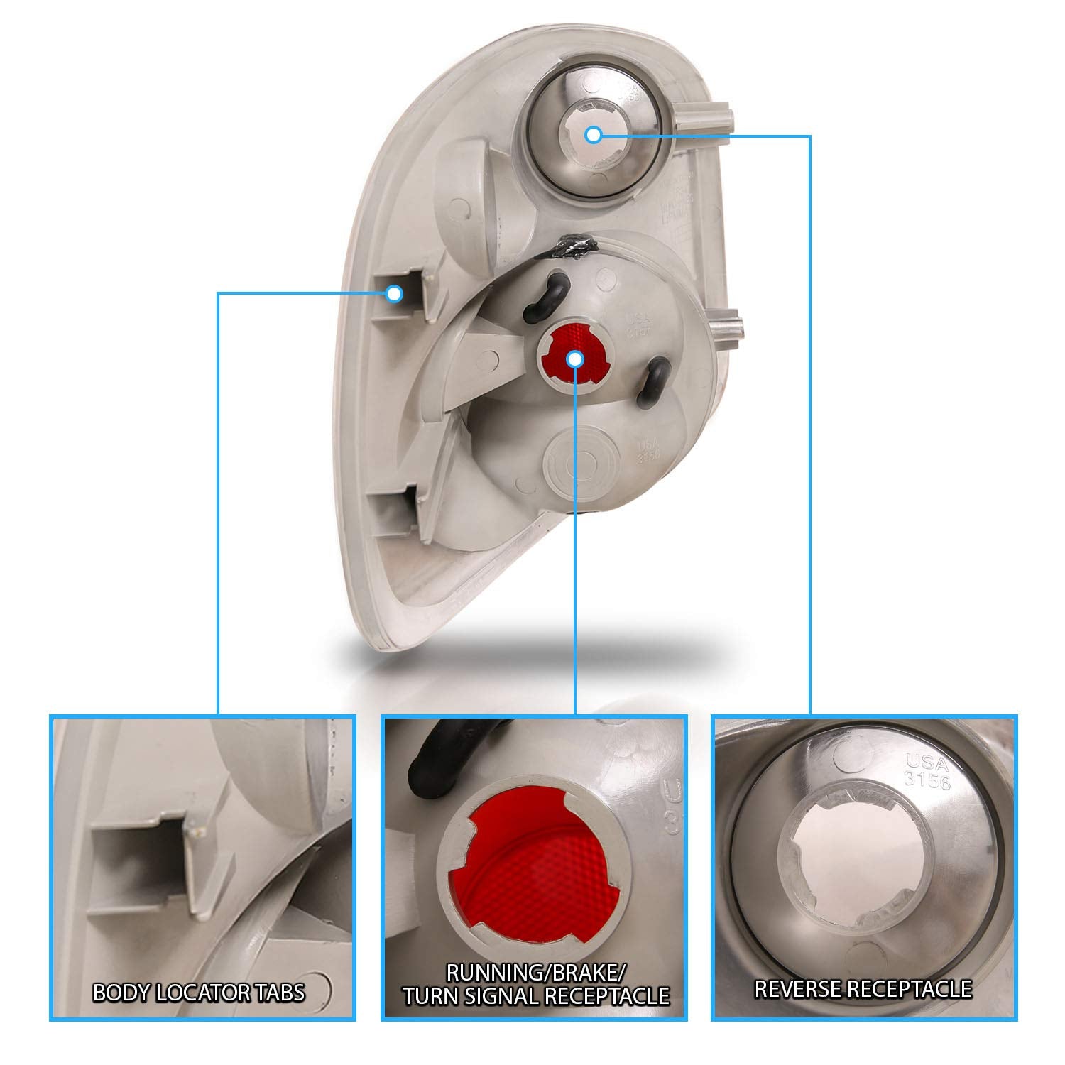 Amerilite For 2001-2003 Ford F-150 Flareside Euro Black Replacement Tail Lights Brake Lamp Pair - Passenger And Driver Side