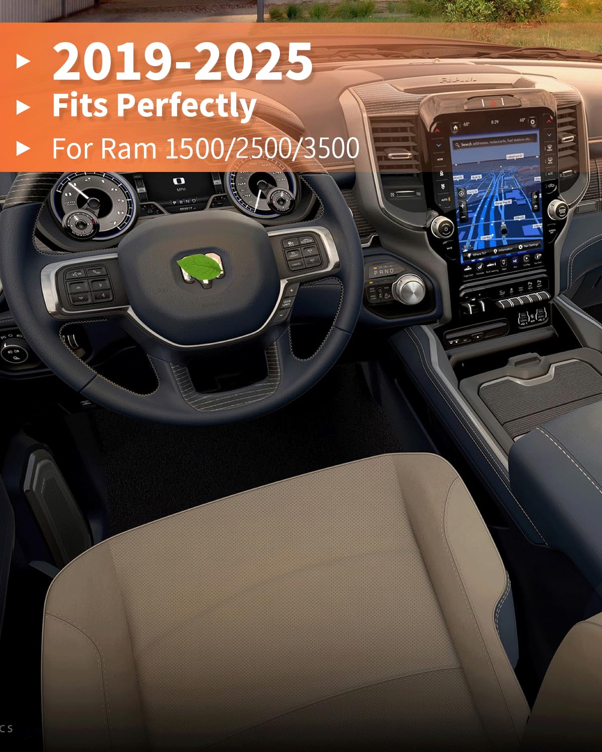 Linoah Center Console Cover For 2019-2025 Ram 1500 Center Console Cover, Armrest Cushion Pad Cover, Pu Leather For 5Th Ram 1500