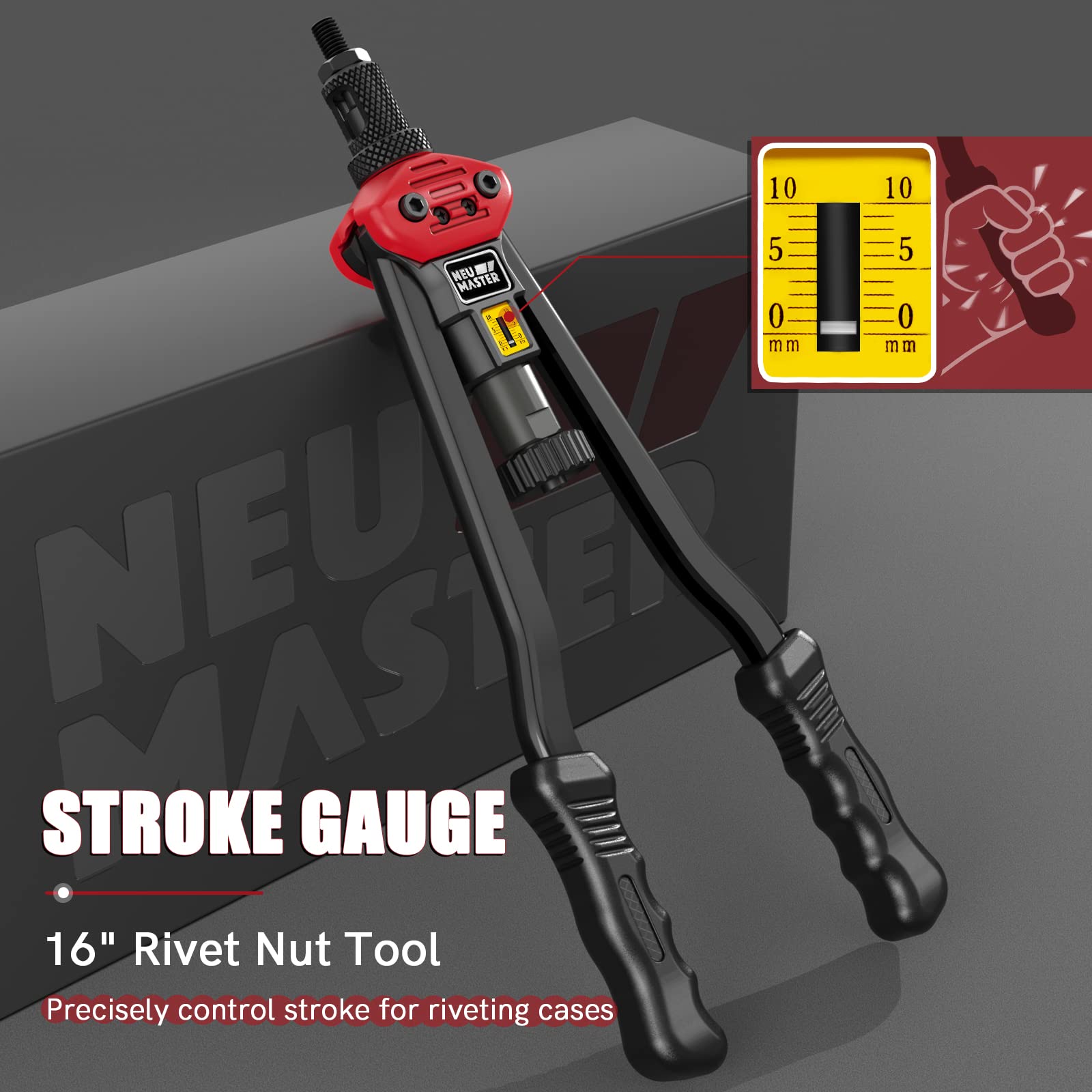 Neu Master Rivet Nut Tool, 16    Versatile Rivnut Tool Kit With 13 Metric & Sae Mandrels, 192Pcs Rivnuts, Hand Nutsert Rivet Too