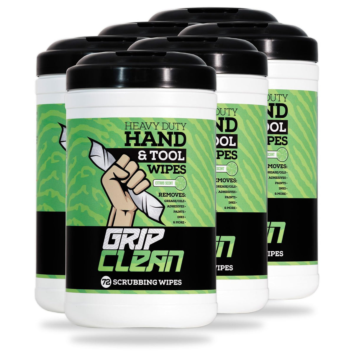 Grip Clean Heavy Duty Cleaning Wipes, Hands, Tool, & Surfaces, Waterless, Auto Mechanics & Tool Cleaner Wipes- Citrus Scented Cl