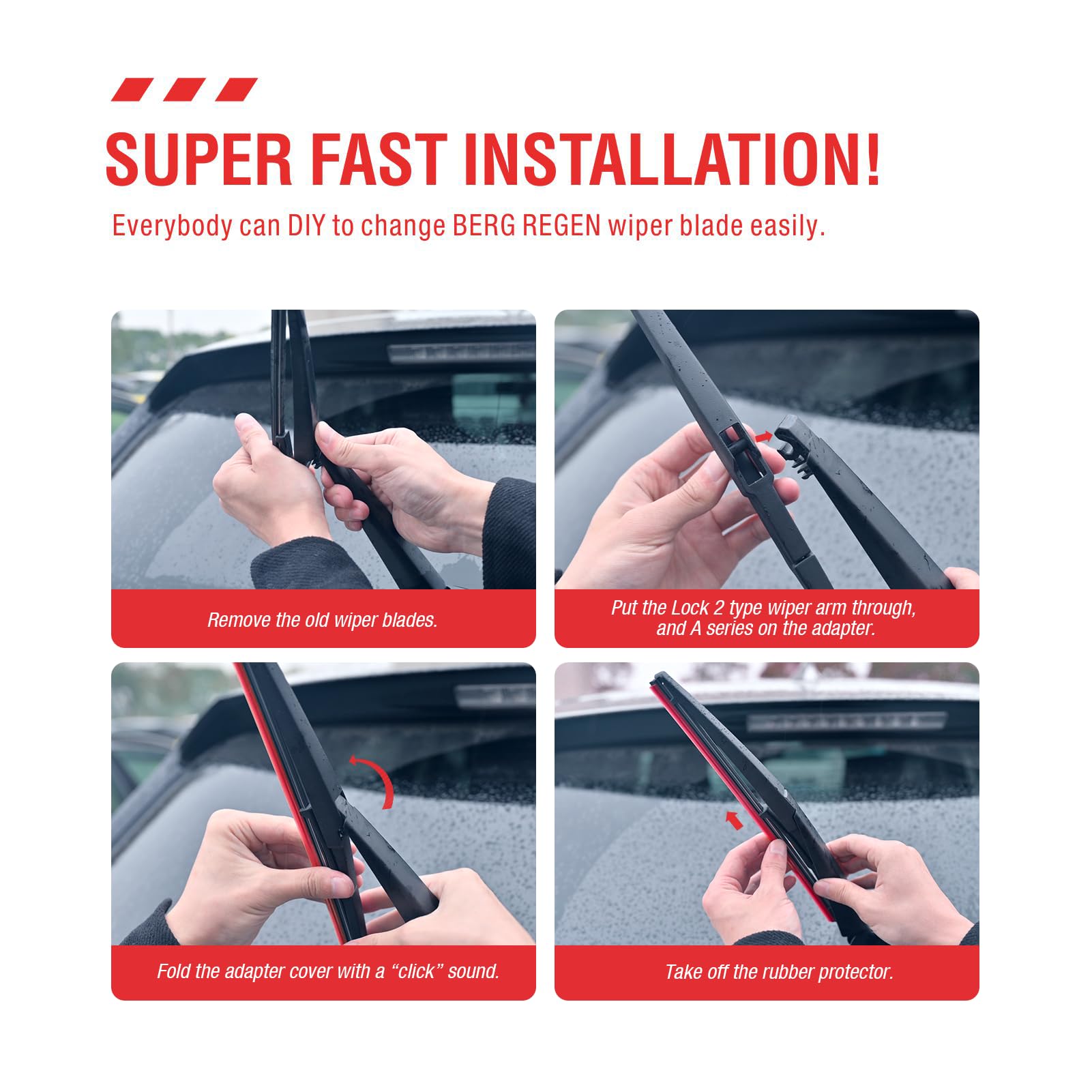 Berg Regen Rear Wiper Blades 11 Inch (11-A), Replacement For Grand Cherokee 2021-2014,Sorento 15-10, Soul 19-10, Hhr 11-06, Acce