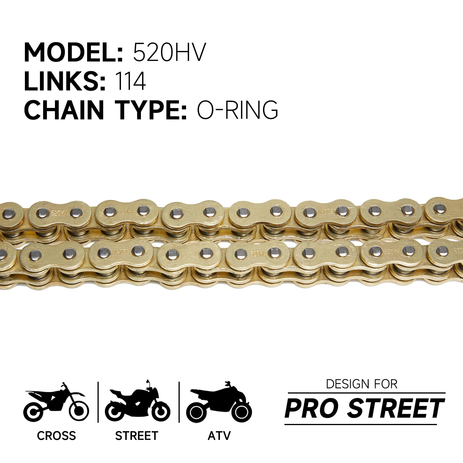 Hilake 520 Motorcycle Chain 114 Links O-Ring With Connecting Master Link And Chain Breaker Heavy Duty Drive Chain For Motorcycle