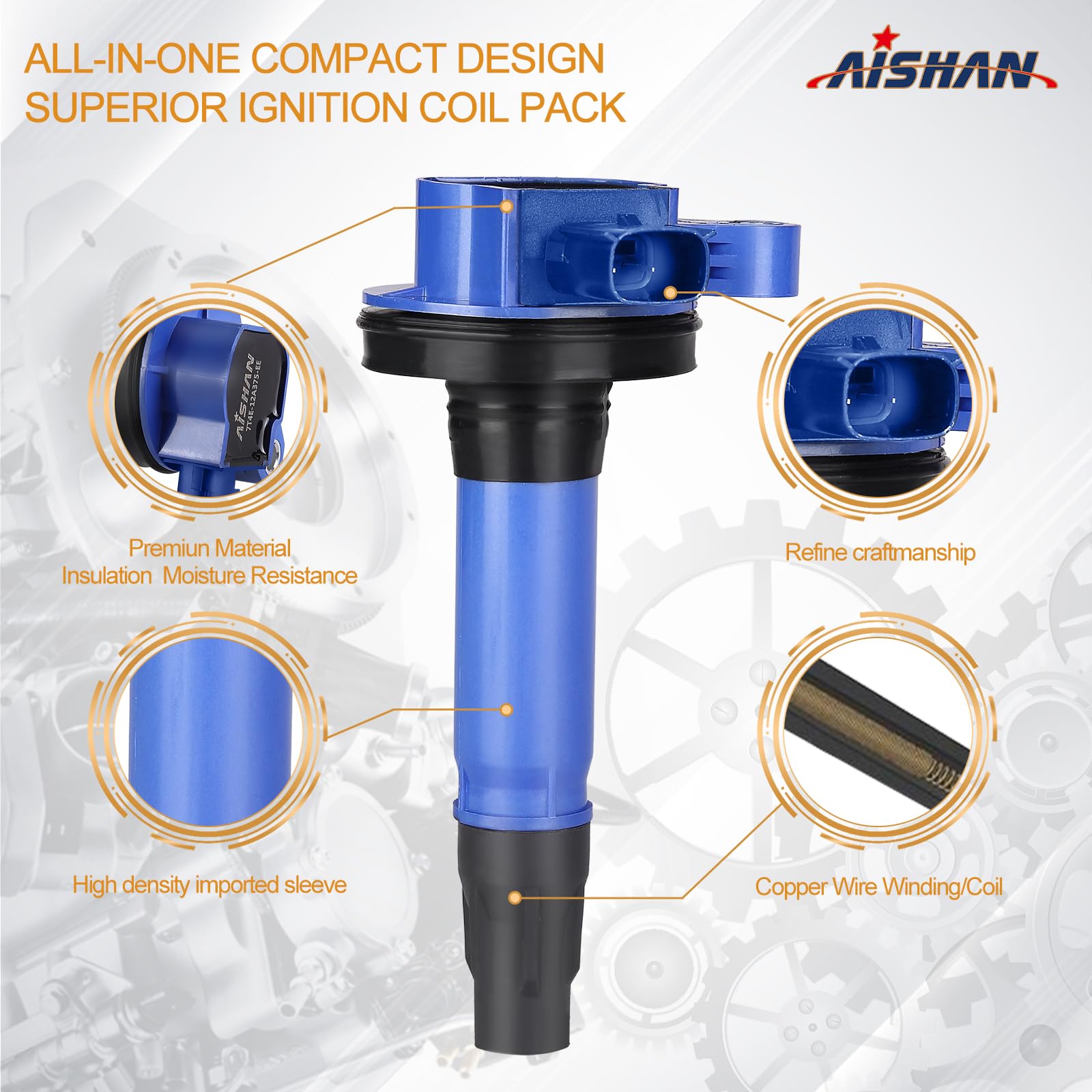 Aishan Set Of 6 Ignition Coil Pack Compatible With Ford Explorer F150 Edge Fusion Mustang Taurus, For Lincoln Mks Mkx Mkt Mkz, F