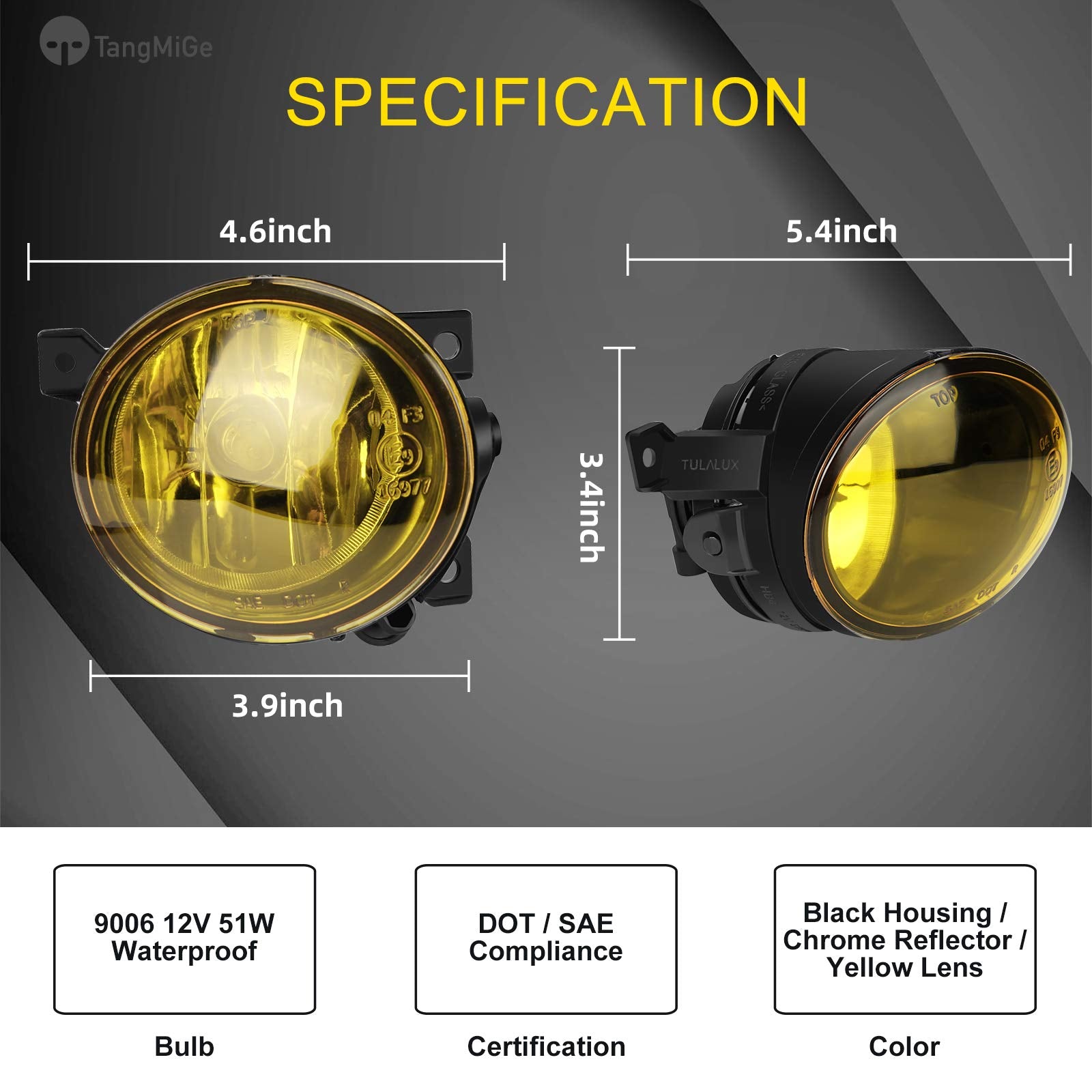 TangMiGe Fog Lights for Volkswagen GTI/Volkswagen Jetta 2006 2007 2008 2009 2010, Premium (VW GTI/Jetta) Fog Lamps Replacement,