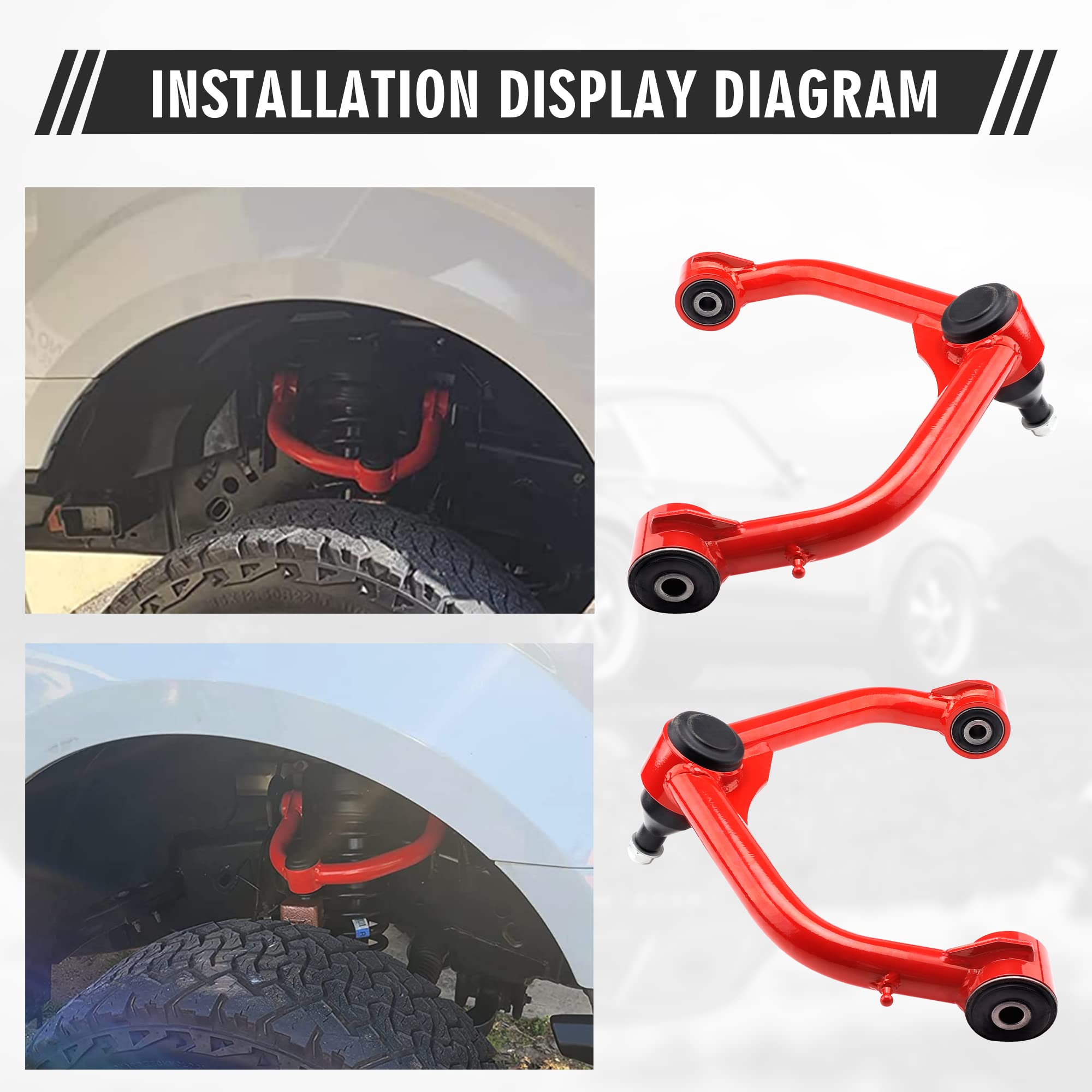 Yizbap 2Pcs Front Upper Control Arms With Ball Joint For 2006-2023 Ram 1500 2Wd 4Wd, 2-4 Lift Suspension Control Arms (Red)