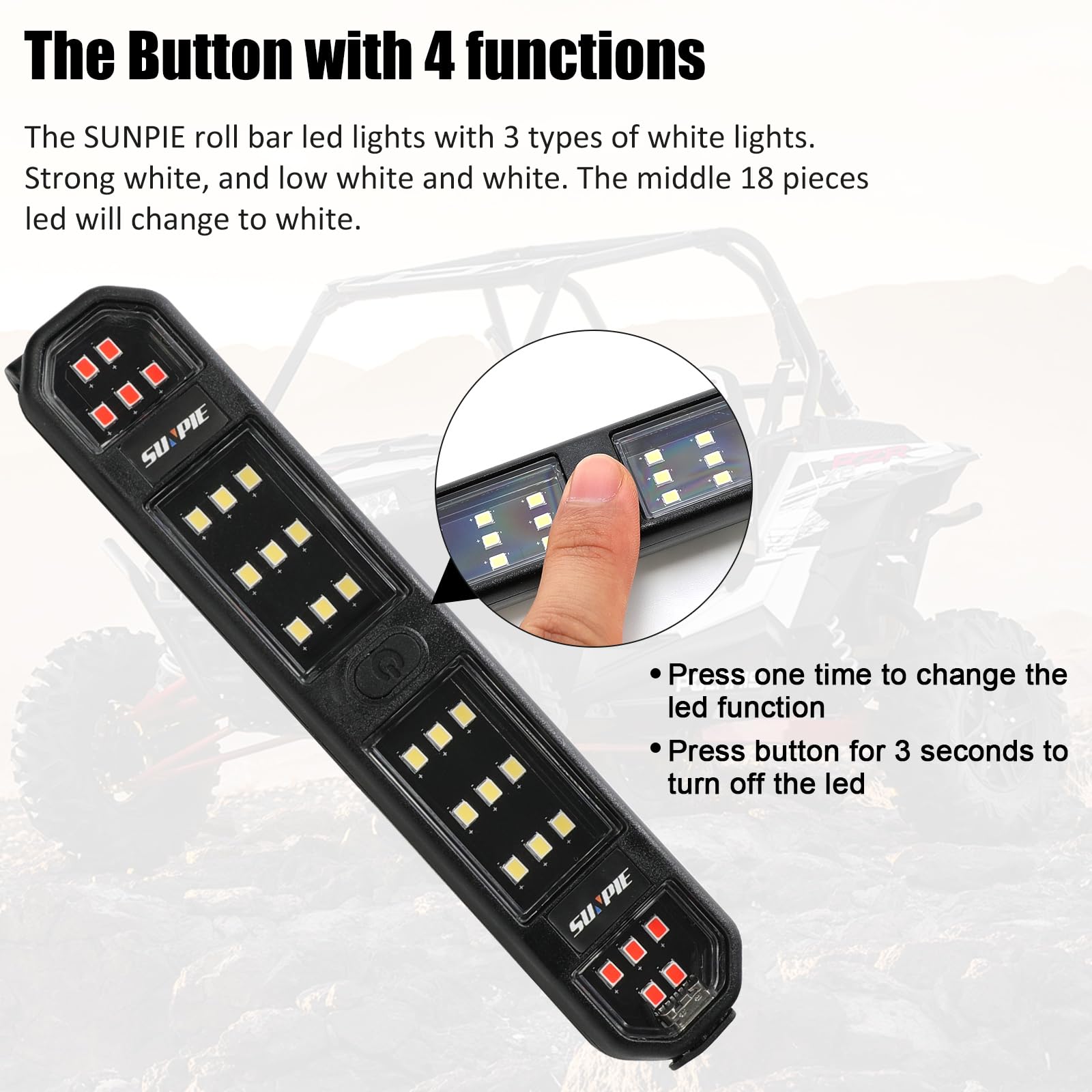 Sunpie Sxs Dome Light Rechargeable Utv Interior Lights W/Magnet Compatible With Polaris Talon/Pioneer Canam(All Model) Kawasaki(