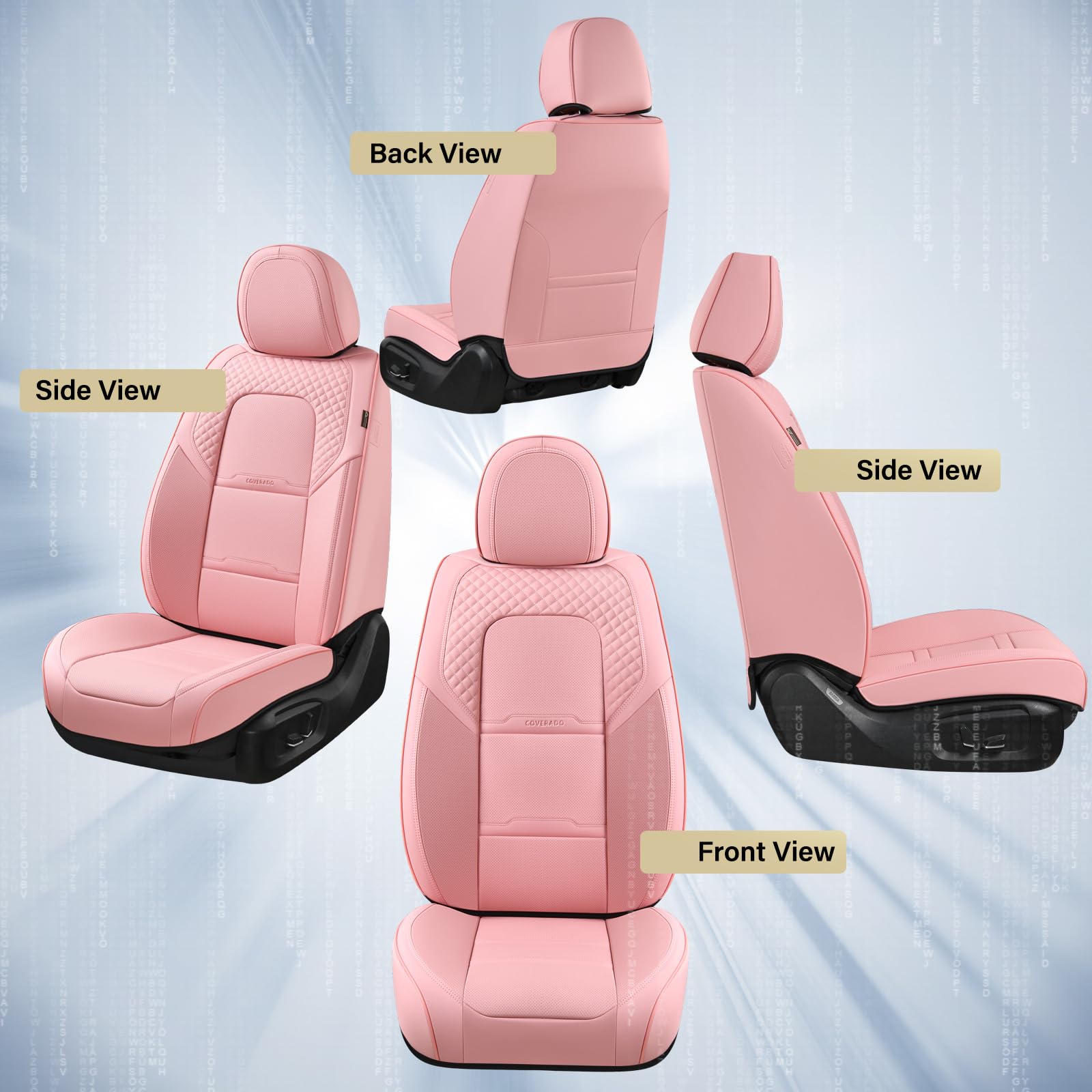 Coverado Car Seat Covers Front Seats, 2 Piece Car Seat Protector With Removable Headrest, Nappa Leather Breathable Seat Cushion