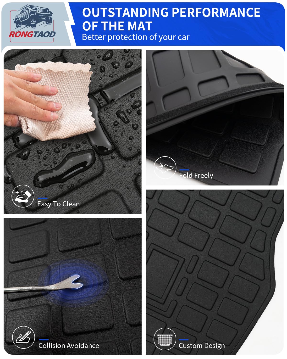 Rongtaod Back Seat Protector for 2021-2025 Kia Sorento, TPE All Weather Kick Mat & Trunk Mat, 2nd Row Backrest Cover