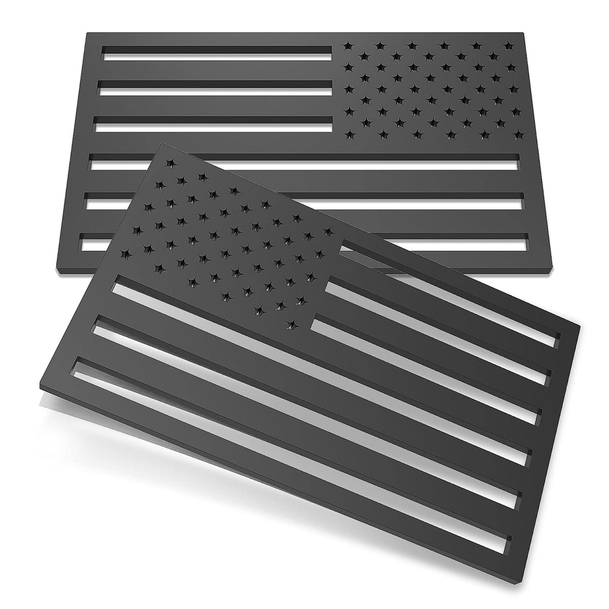 2 Pack 3D American Flag Sticker, 4Mm Thickness Acrylic Cut-Out Usa Car Military Patriotic Emblem, Matte Black Bumper Stickers De