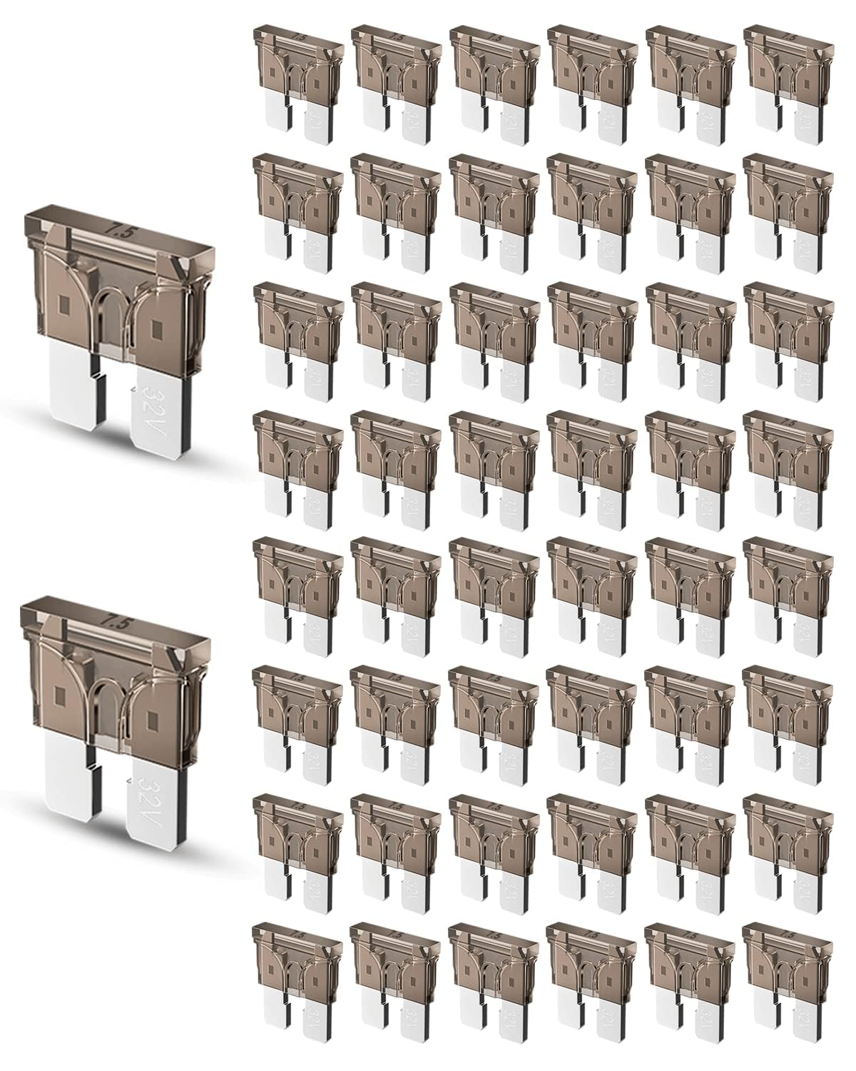 Riseuvo 50Pcs 7.5A Standard Car Fuses - 7.5 Amp Automotive Fuses(Ato/Apr/Ats), 32V (12/24V) Blade Fuse For Rv/Truck/Suv