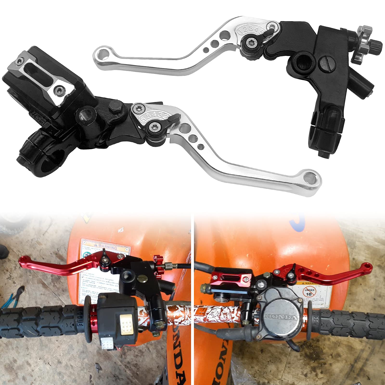 JAVIK Updated Universal Bike Brake Master Cylinder Clutch Lever Set for 7/8 22mm Handlebar Compatible with Motorcycle Honda Kawa