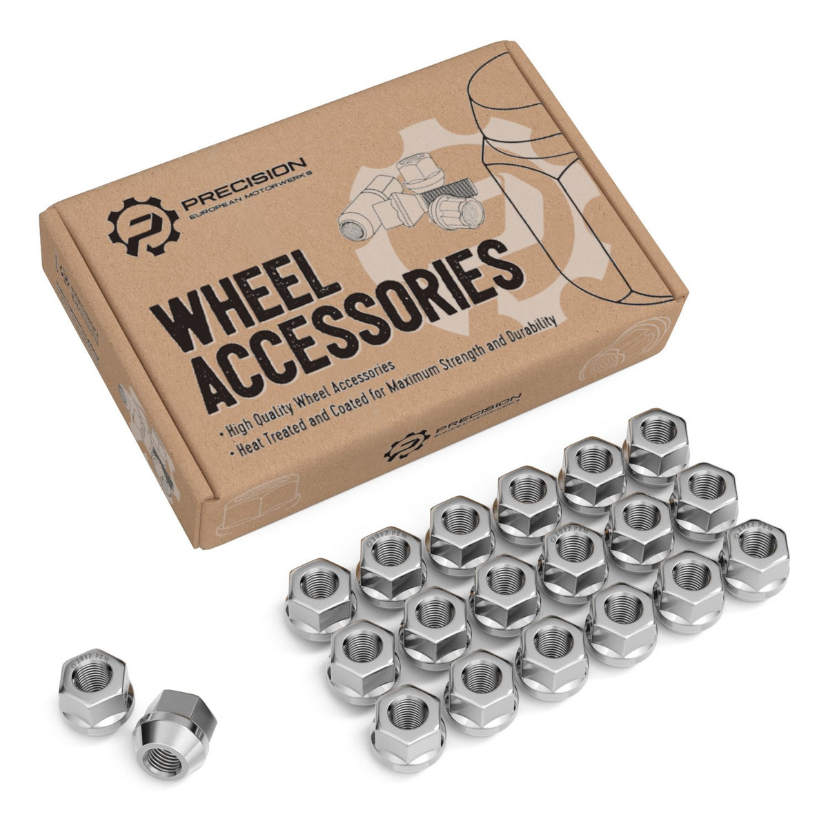 20Pcs Chrome Open End Lug Nuts - 7/16''X20 Threads - 0.81'' Length - Cone Conical Taper Acorn Seat - 19Mm 3/4'' Hex - Compatible