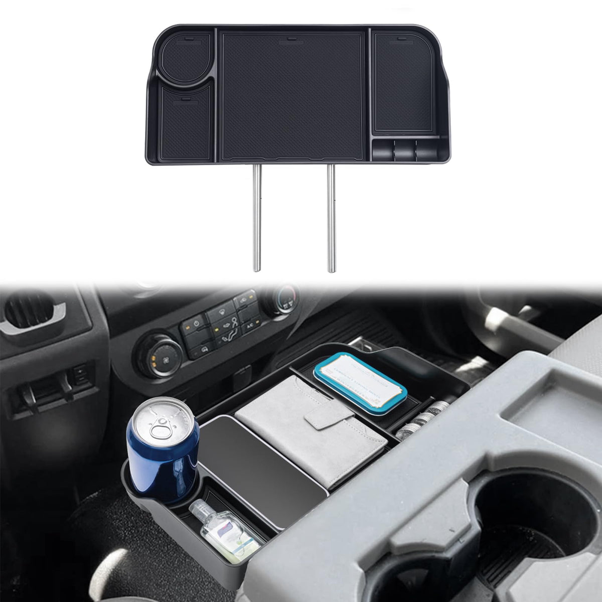 JDMCAR Upgrade Front Center Seat Headrest Organizer Compatible with 2011-2024 2025 Ford F150 F250 F350 F450 F550 F650 Accessorie