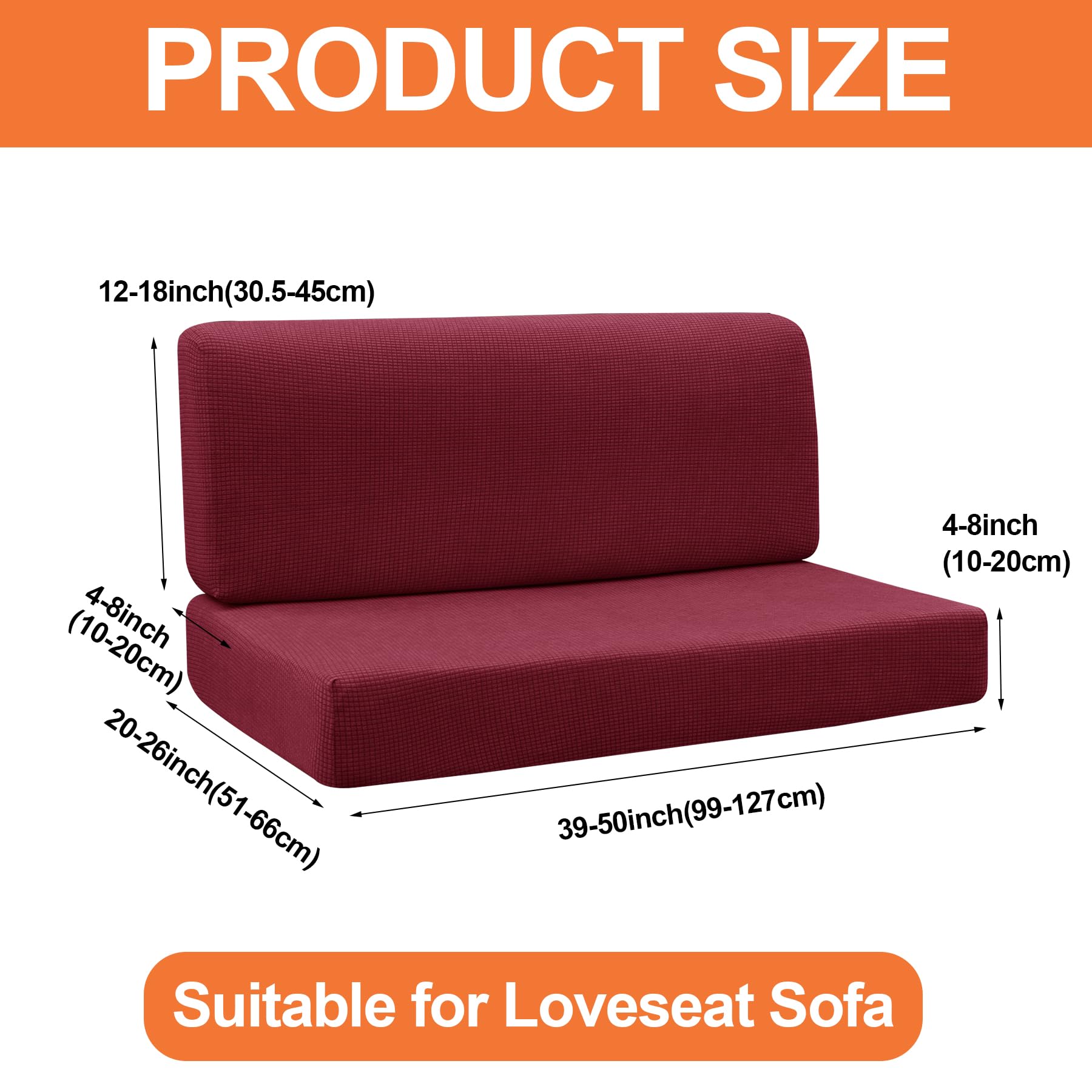 Fuangui Rv Dinette Cushion Covers - Stretch Camper Cushion Booth Seats Replacement - Washable Sofa Furniture Protector (Wine Red