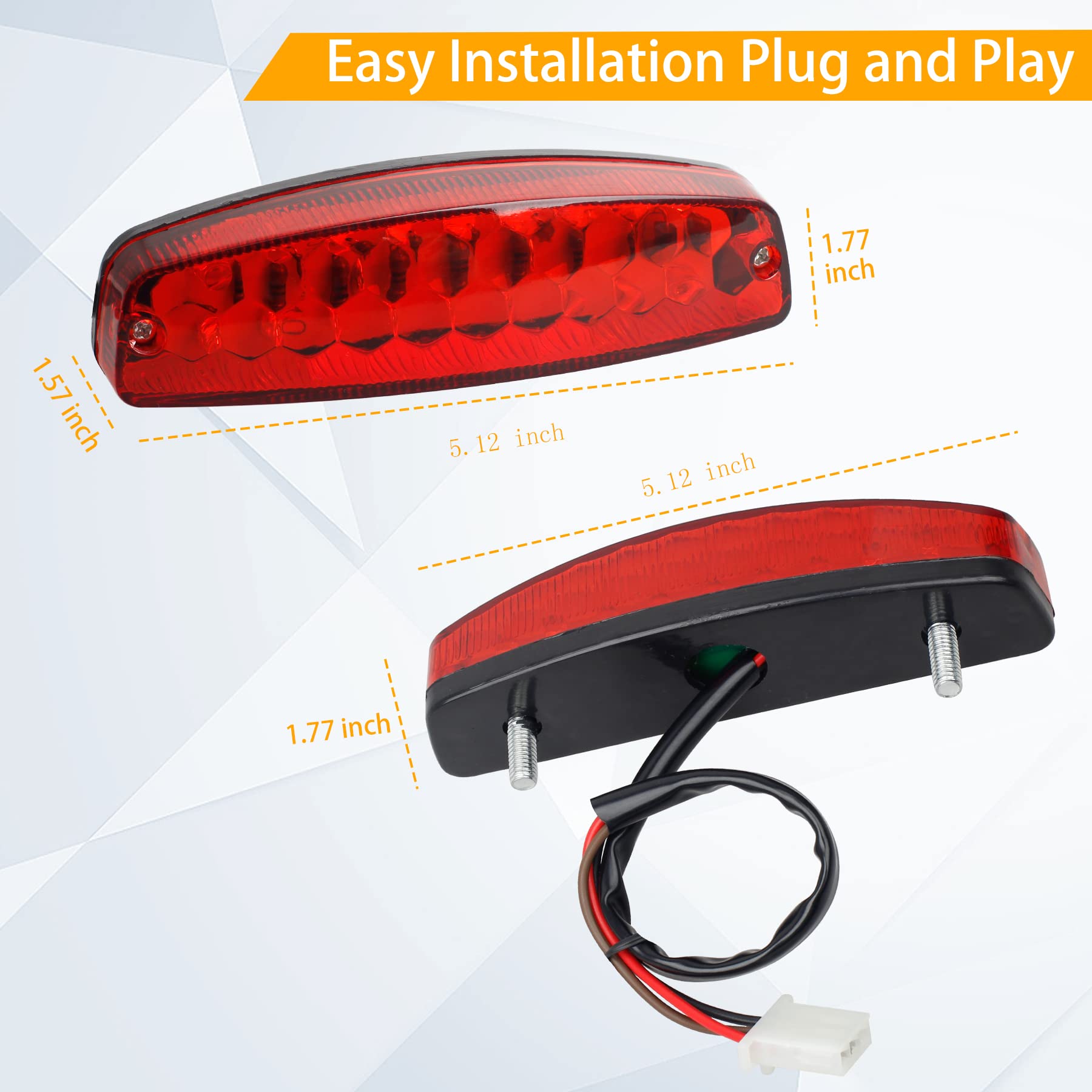 Quasco Universal 12V Tail Light Led Atv Taillight Brake Lights Compatible With Yamaha Honda Suzuki 50Cc 70Cc 90Cc 110Cc 125Cc Ta