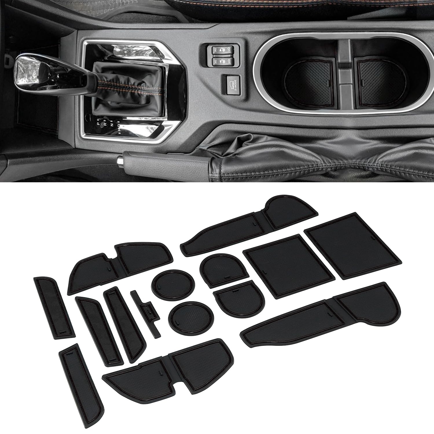 Mochent Cup Holder Insert For Subaru Crosstrek 2023 2022 2021 2020 2019 2018 And For Subaru Impreza 2017-2023 Center Console Mat Non-Slip Door Pocket Liners Interior Accessories (Black)