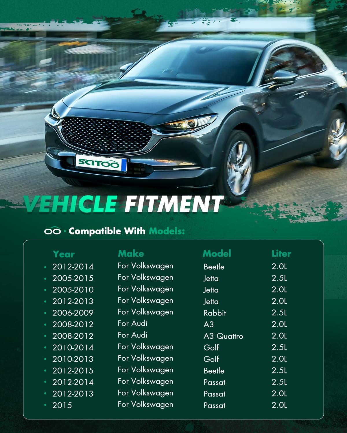 SCITOO Radiator Condenser Cooling Fan Compatible for Audi A3/A3 Quattro/S3 for Cabrio/Golf SportWagen/Jetta/Passat/Rabbit