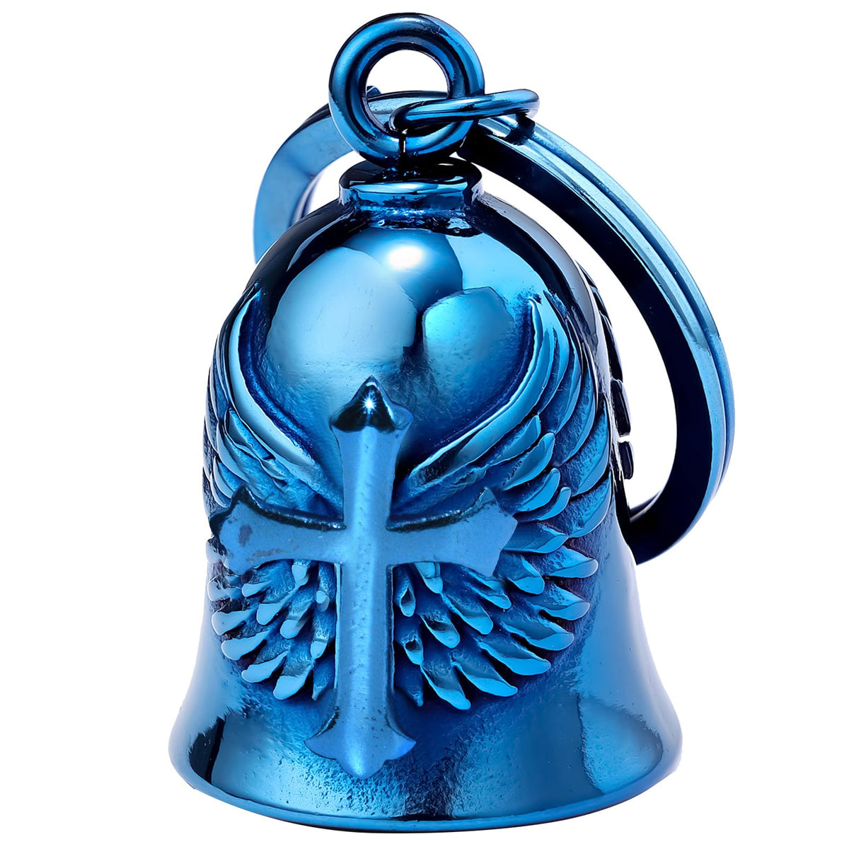 Motorcycle Cross Bell - Motorcycle Key Chain Biker Wing Bells Protect The Rider Motorcycle Accessories (Blue)