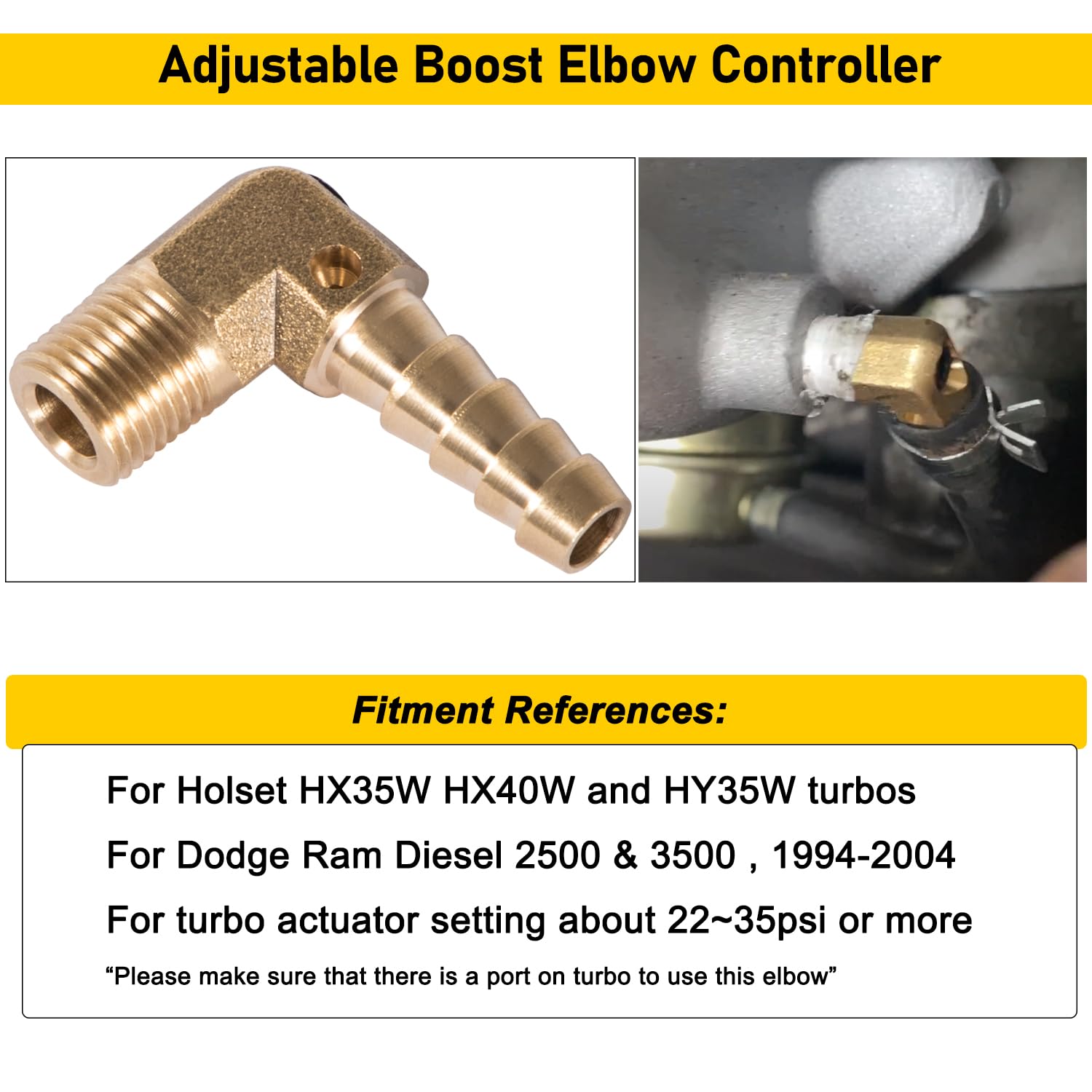 Hy35W Hx35W Hx40W Adjustable Boost Elbow Controller & 2095 Rack Cap Rack Plug For Dodge Cummins 1994-1998, P7100 Injection Pumps