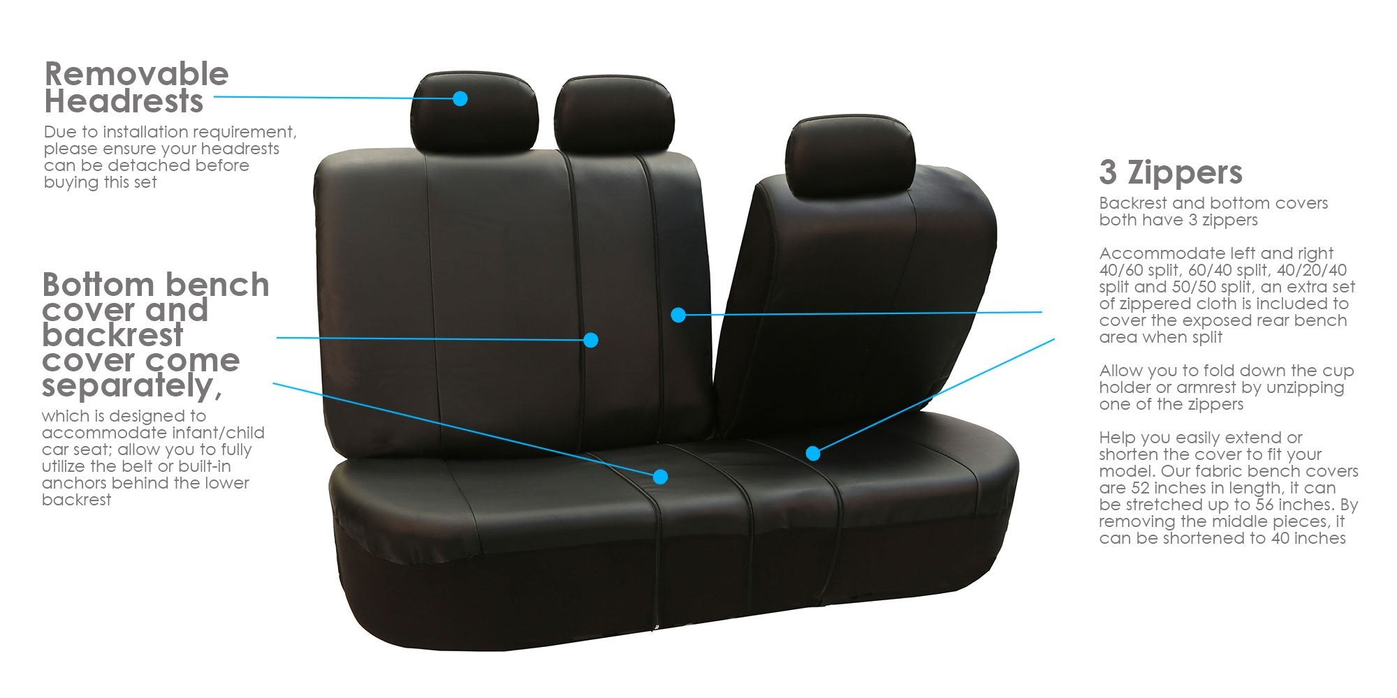 FH Group Car Seat Covers Full Set Royal Seat Cover-Universal Fit BLACK, Automotive Seat Covers, 1-Piece Front Seat Covers, Airba