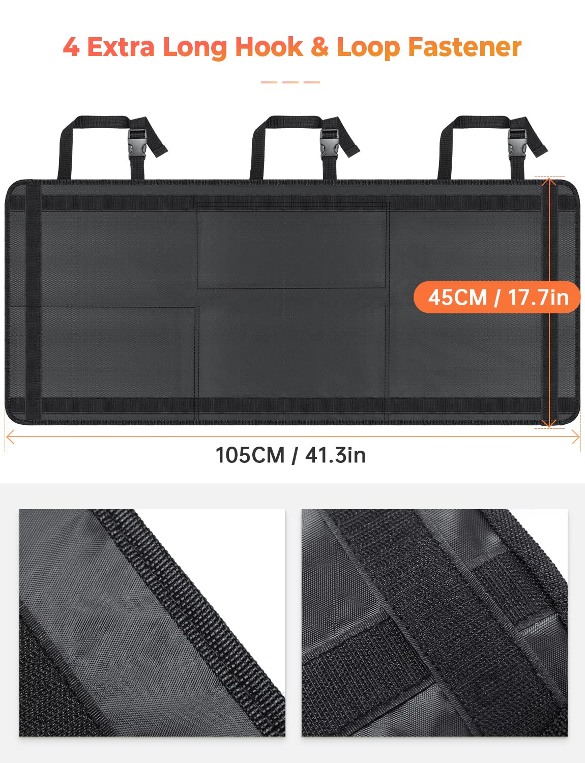 Oasser Large Black Car Storage Organizer - Hanging Trunk Organizer with 10 Functional Storage Bags for SUV, Truck, MPV, VAN