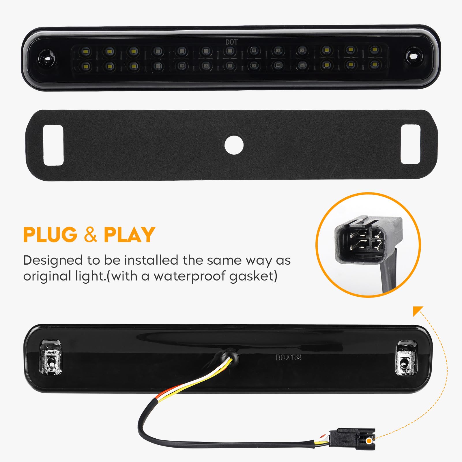 Led 3Rd Brake Light Rear Tail Brake Light Cargo Lamp Fit For Silverado (94-98), For Blazer (92-93), For Chevy/Gmc C/K 1500 2500