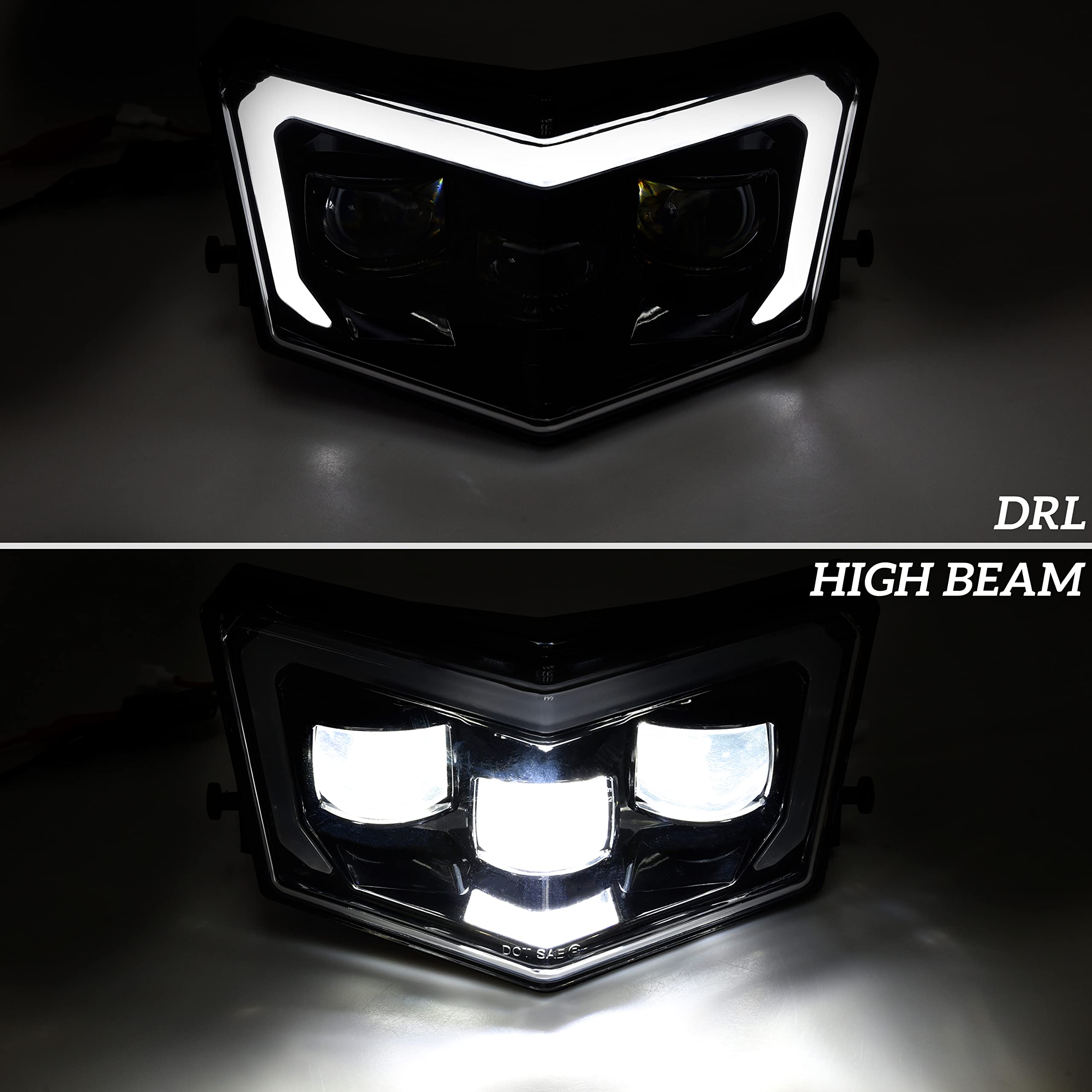 SAUTVS LED Head Light Assembly for Polaris Sportsman 2017-2024, LED Headlight Pod Light Front Lamp with High Beam DRL Halo Rings