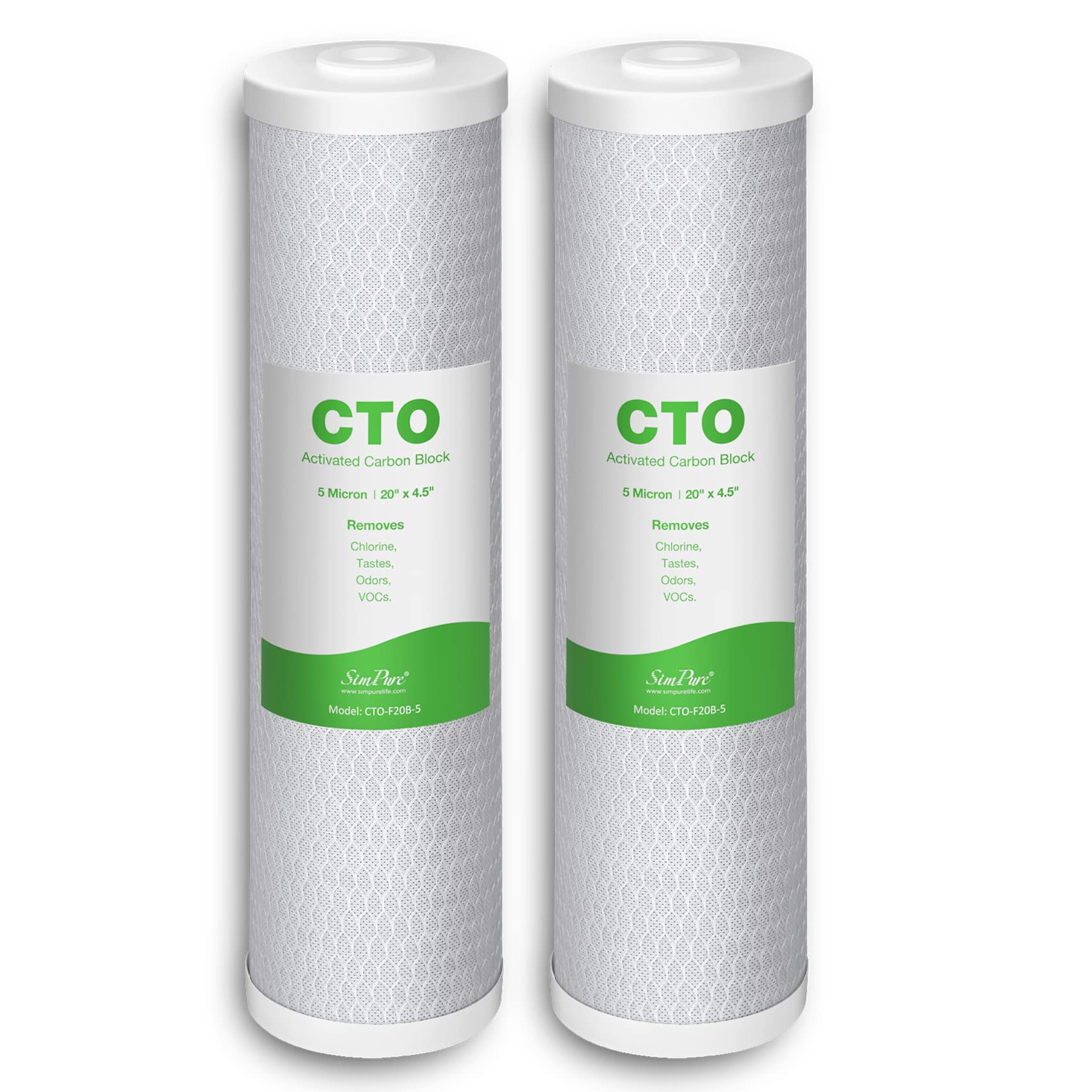 Simpure 20 X 4.5 Inch 5 Micron Big Whole House Water Filter | Cto Activated Carbon Filter Replacement Cartridge Coconut Shell Ch