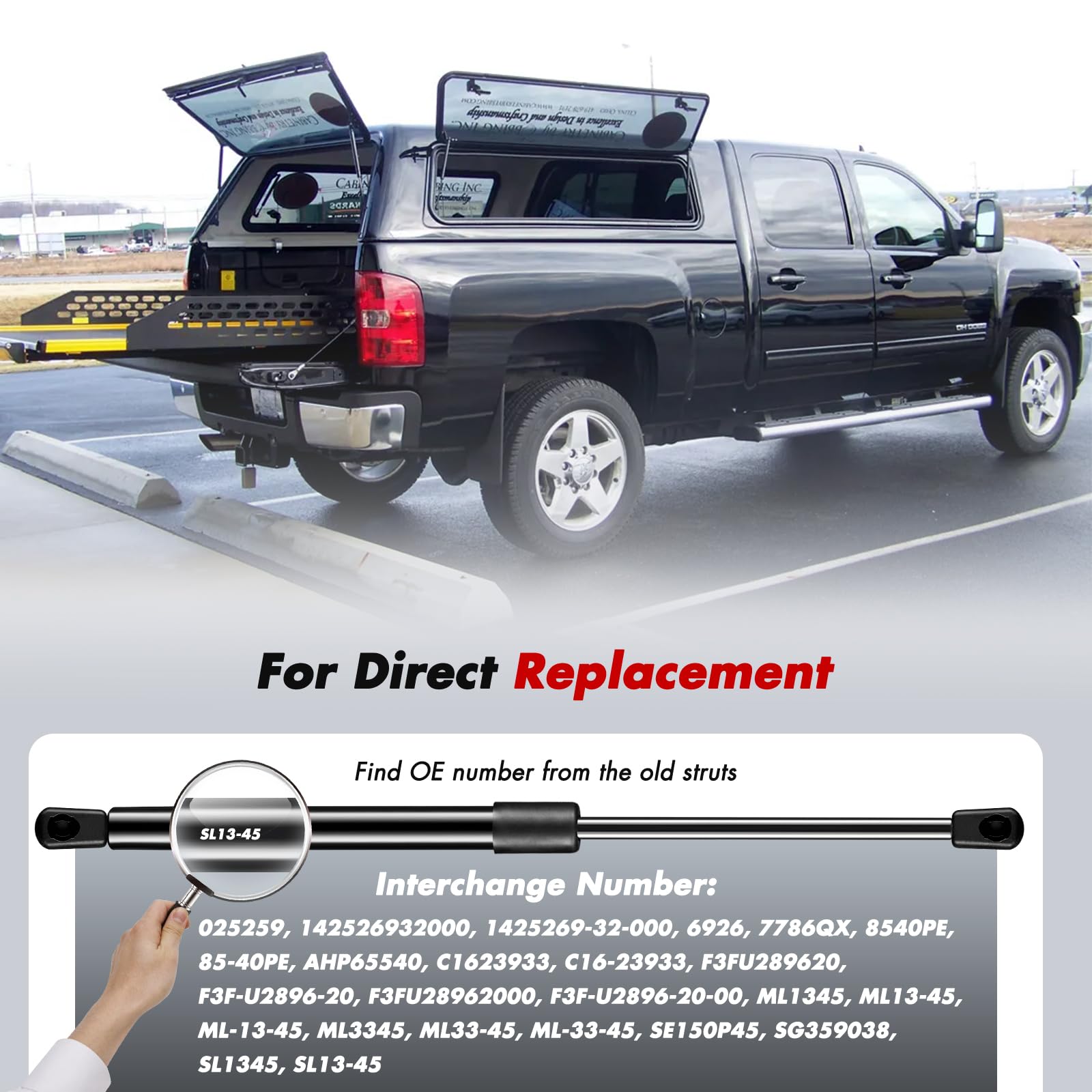 Vepagoo C16-23933 15 Inch 45Lb/200N Gas Shocks Struts Lift Support For Camper Topper Shell Rear Window, Truck Canopy Cap Cover,