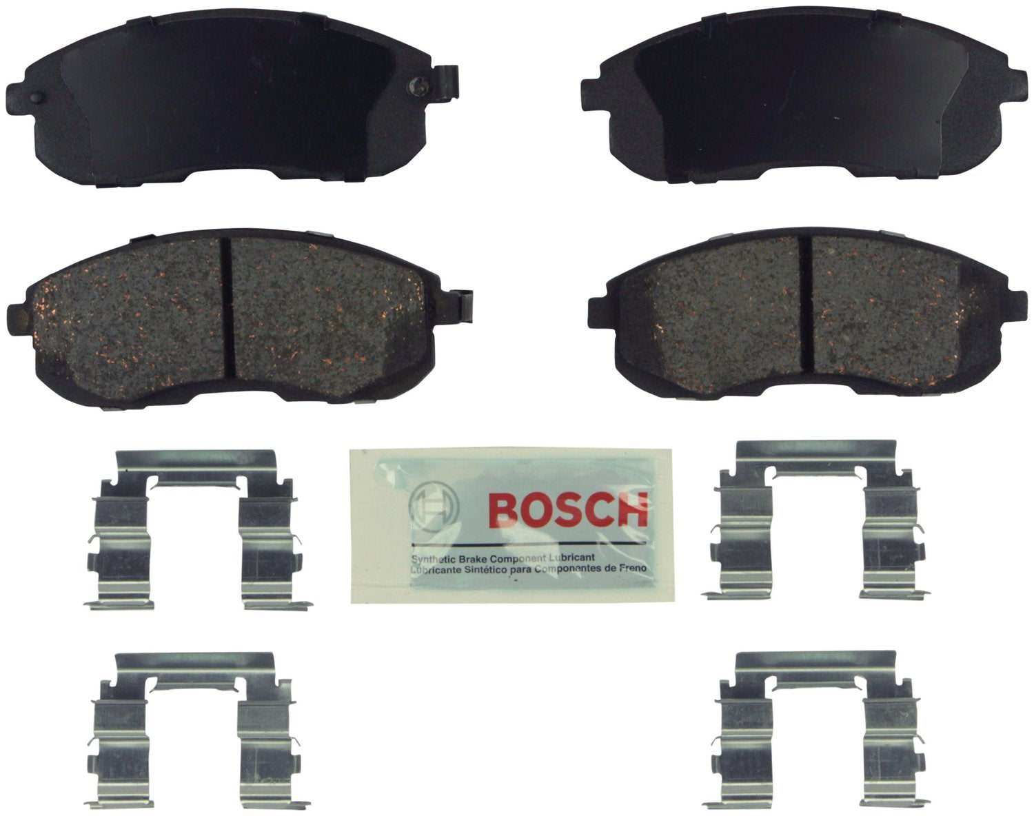 BOSCH BE430H Blue Ceramic Disc Brake Pad Set with Hardware - Compatible with Select Infiniti G20; Nissan Altima, Maxima, Sentra;