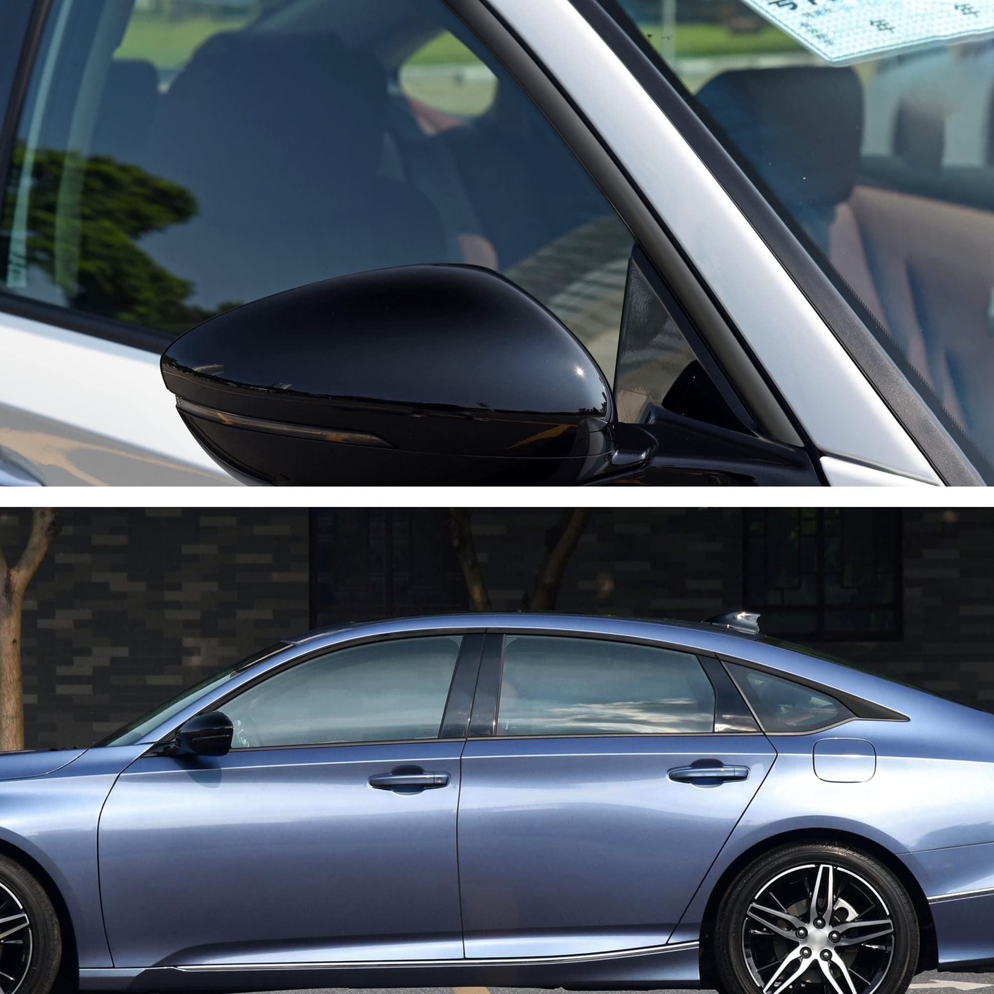 Tomall Car Window Edge Vinyl Stickers Compatible With Honda Accord Sedan 2018 2019 2020 2021 2022 Auto Window Cover Strip Trim Accessories (Matte Black)