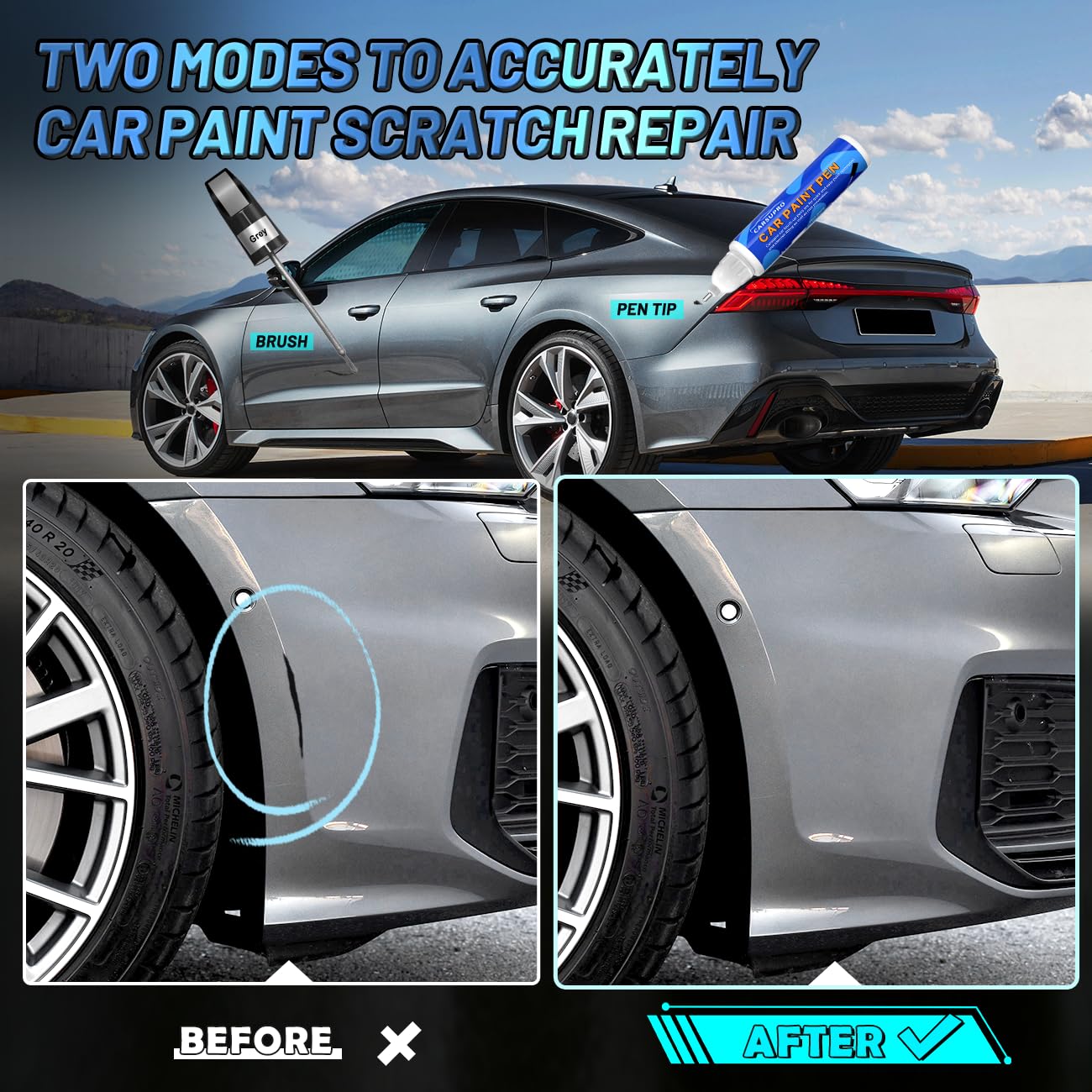 Carsupro Touch Up Paint for Cars,Car Paint Scratch Repair Color Accurate Quick Fix and Convenient Operation(Aini Grey)